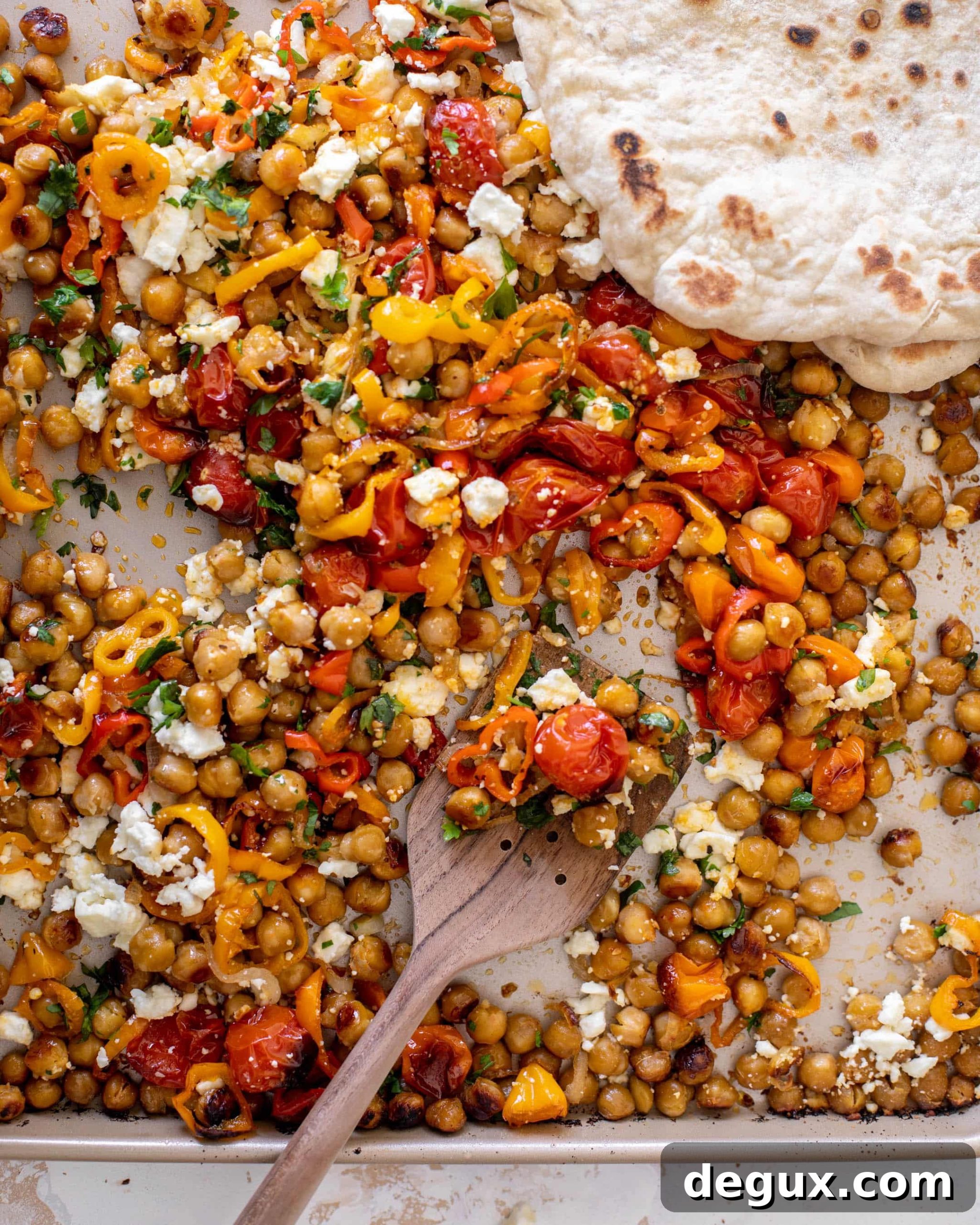 roasted chickpeas with tomatoes and sweet peppers