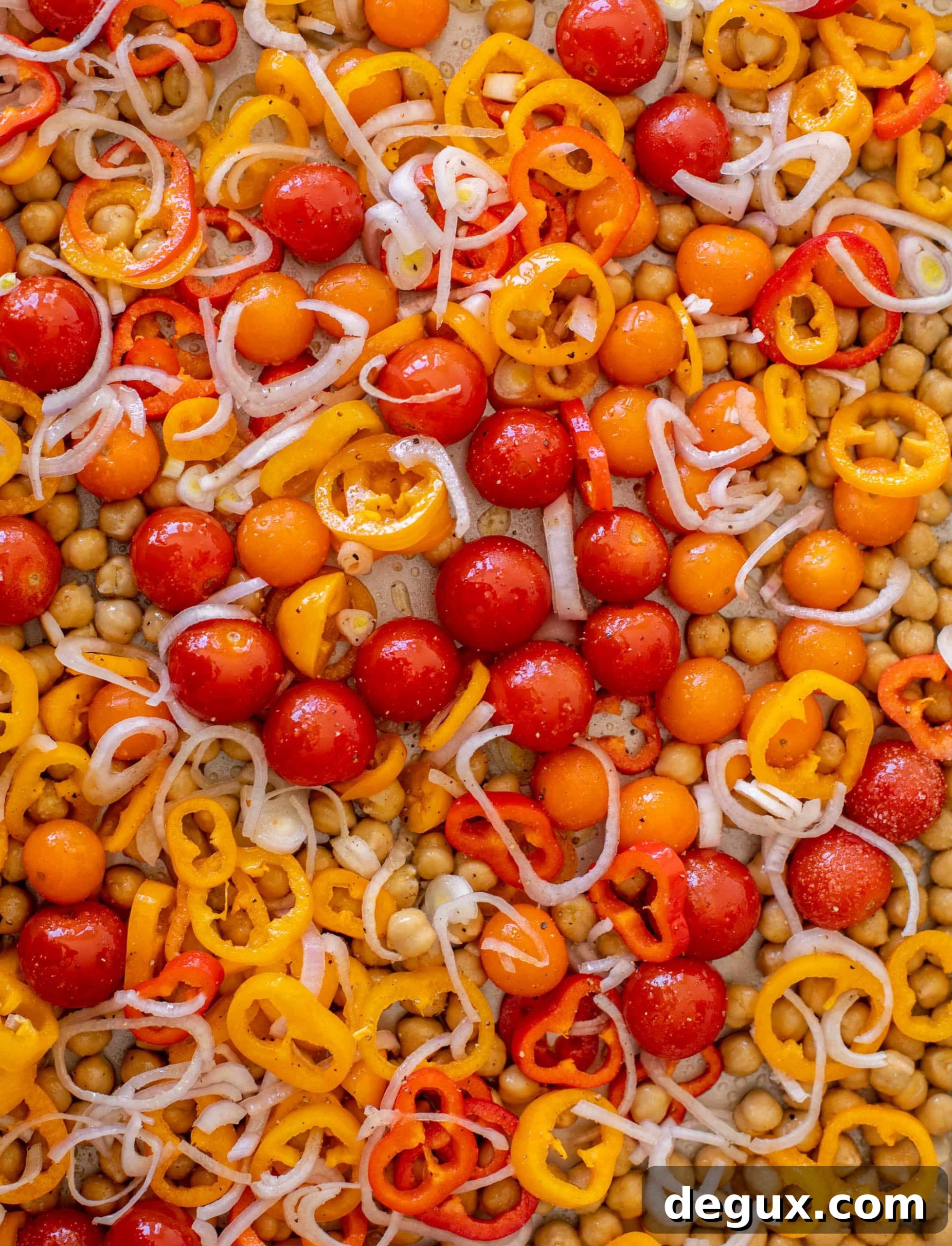 roasted chickpeas with tomatoes and sweet peppers