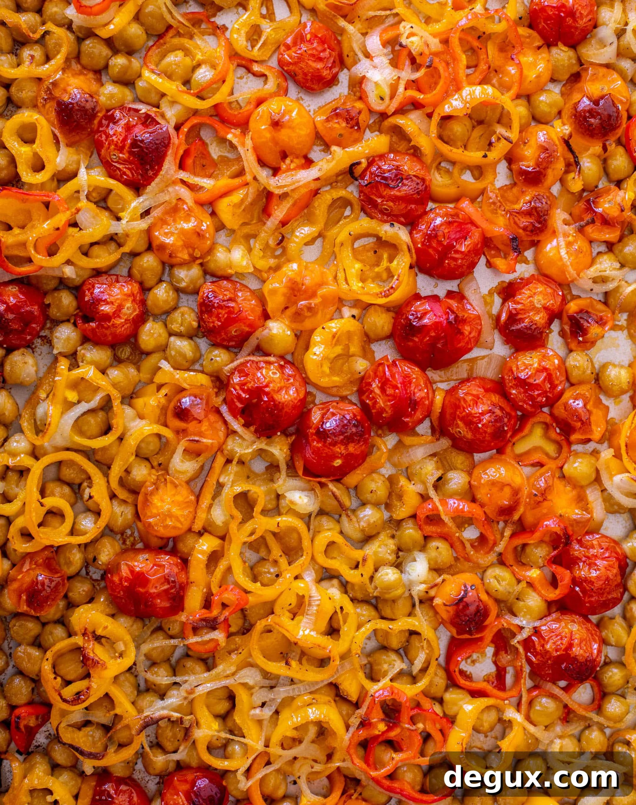 roasted chickpeas with tomatoes and sweet peppers