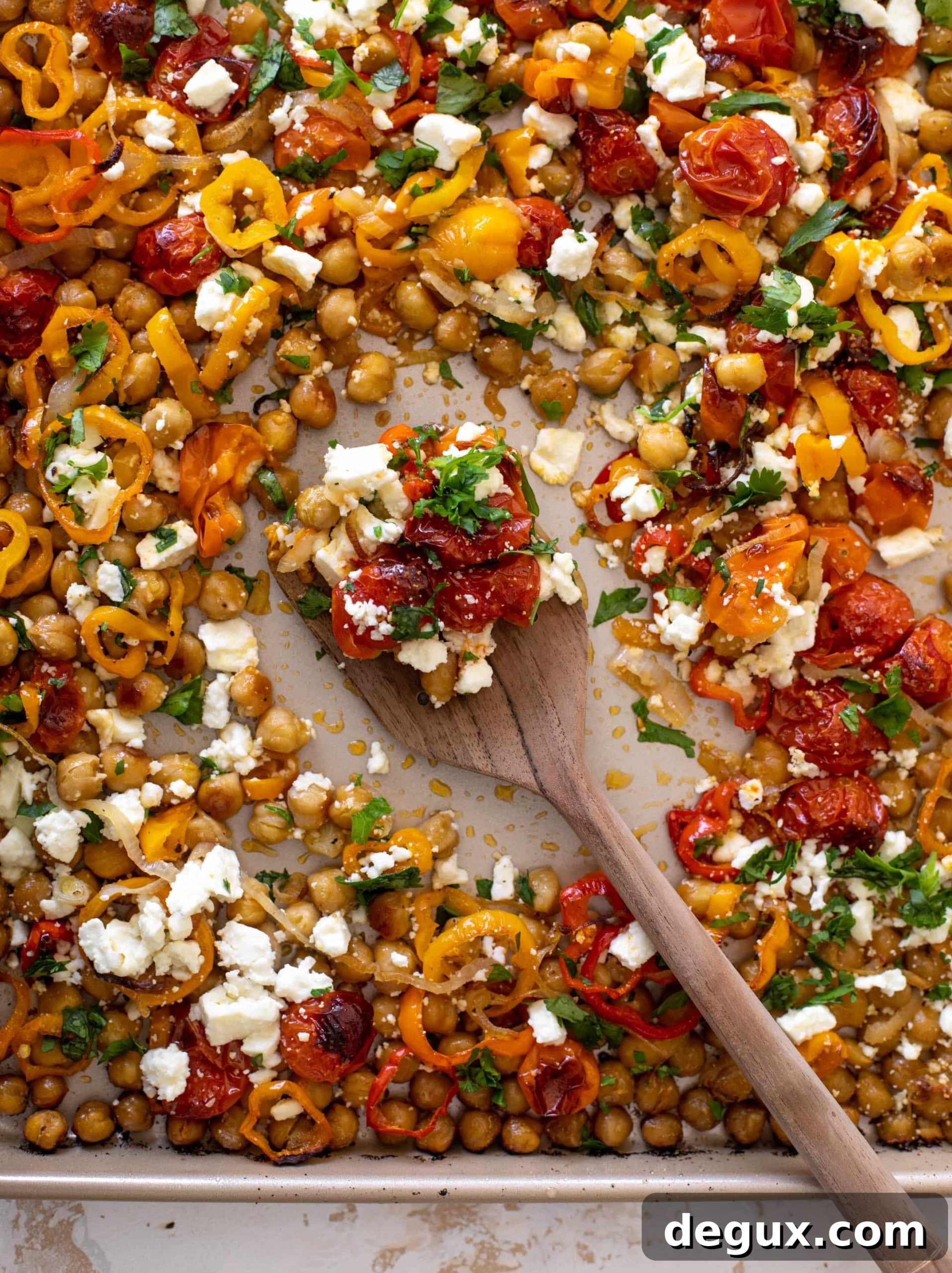 roasted chickpeas with tomatoes and sweet peppers