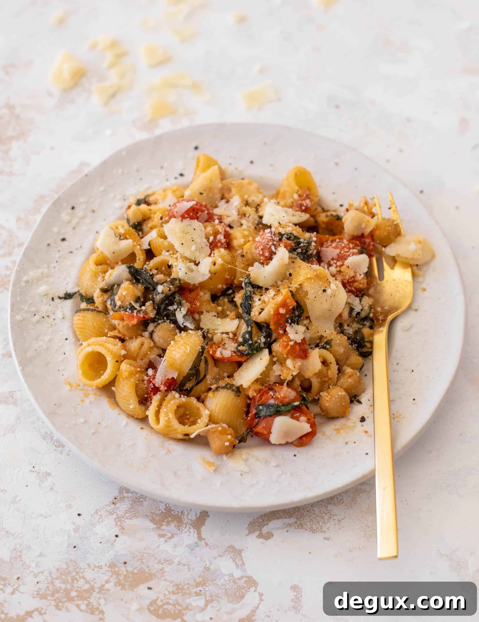 Garlic Tomato Chickpea Pasta with Burst Cherry Tomatoes 11 burst tomato pasta with chickpeas and spinach
