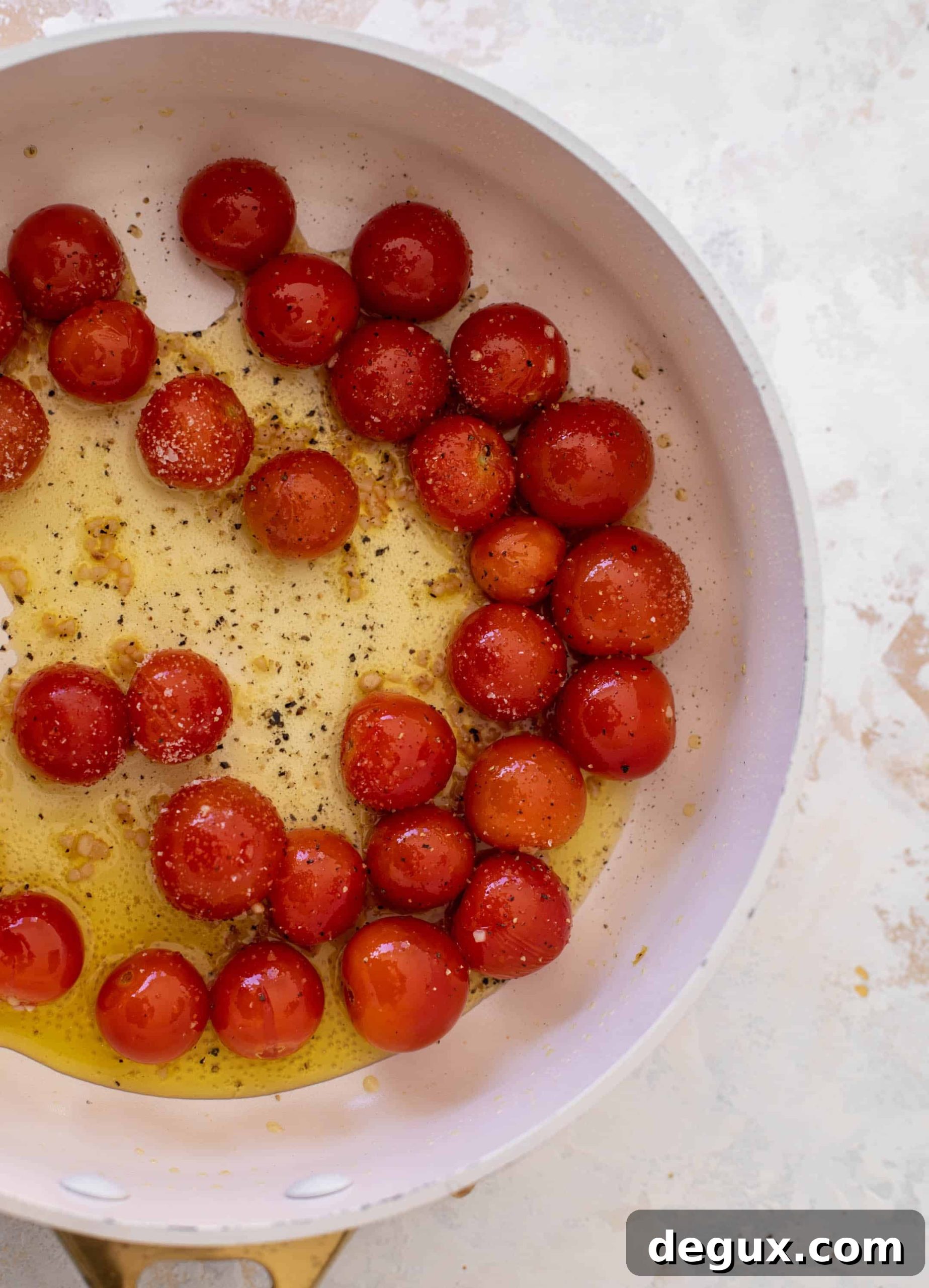 Garlic Tomato Chickpea Pasta with Burst Cherry Tomatoes 3 burst tomatoes