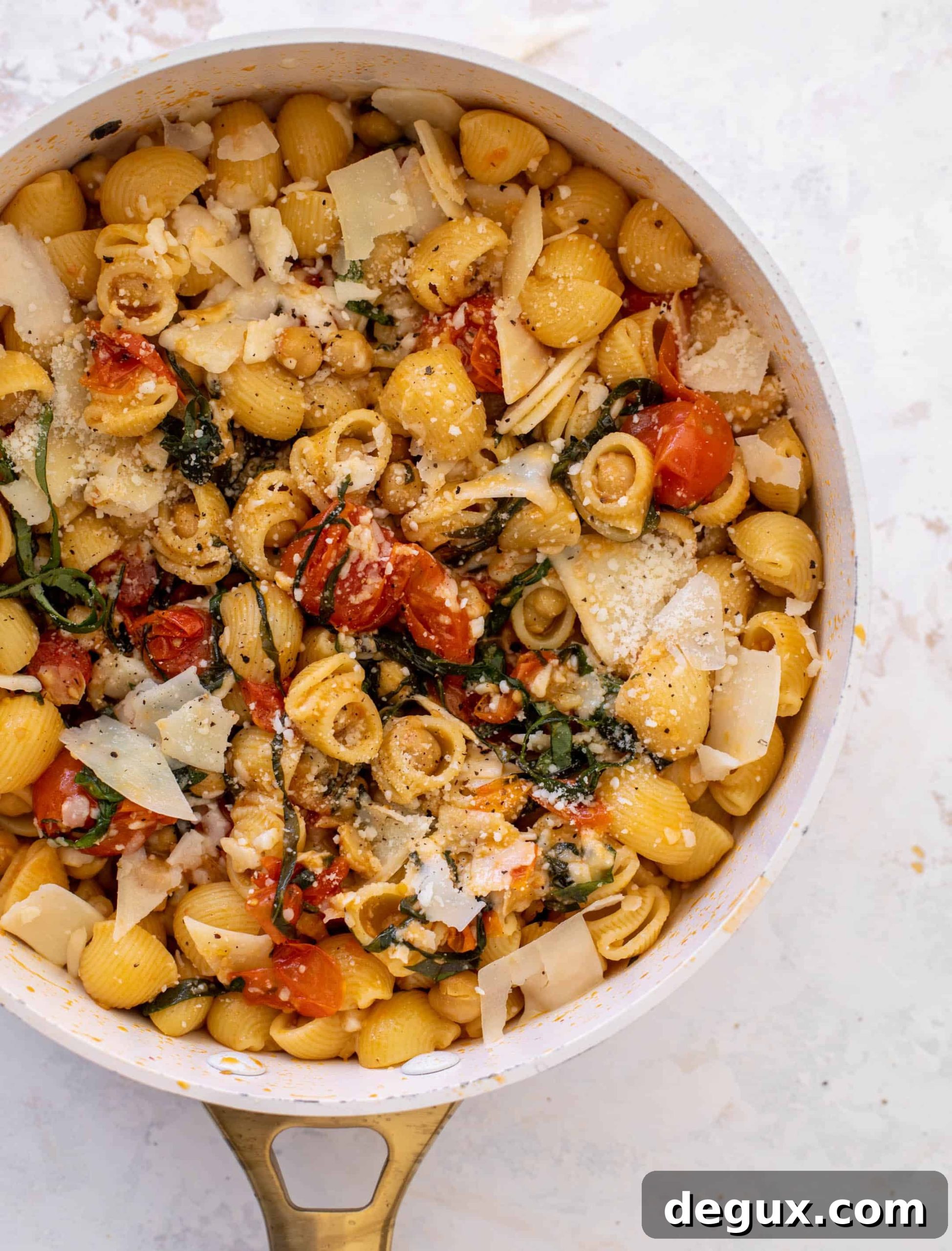 Garlic Tomato Chickpea Pasta with Burst Cherry Tomatoes 7 burst tomato pasta with chickpeas and spinach