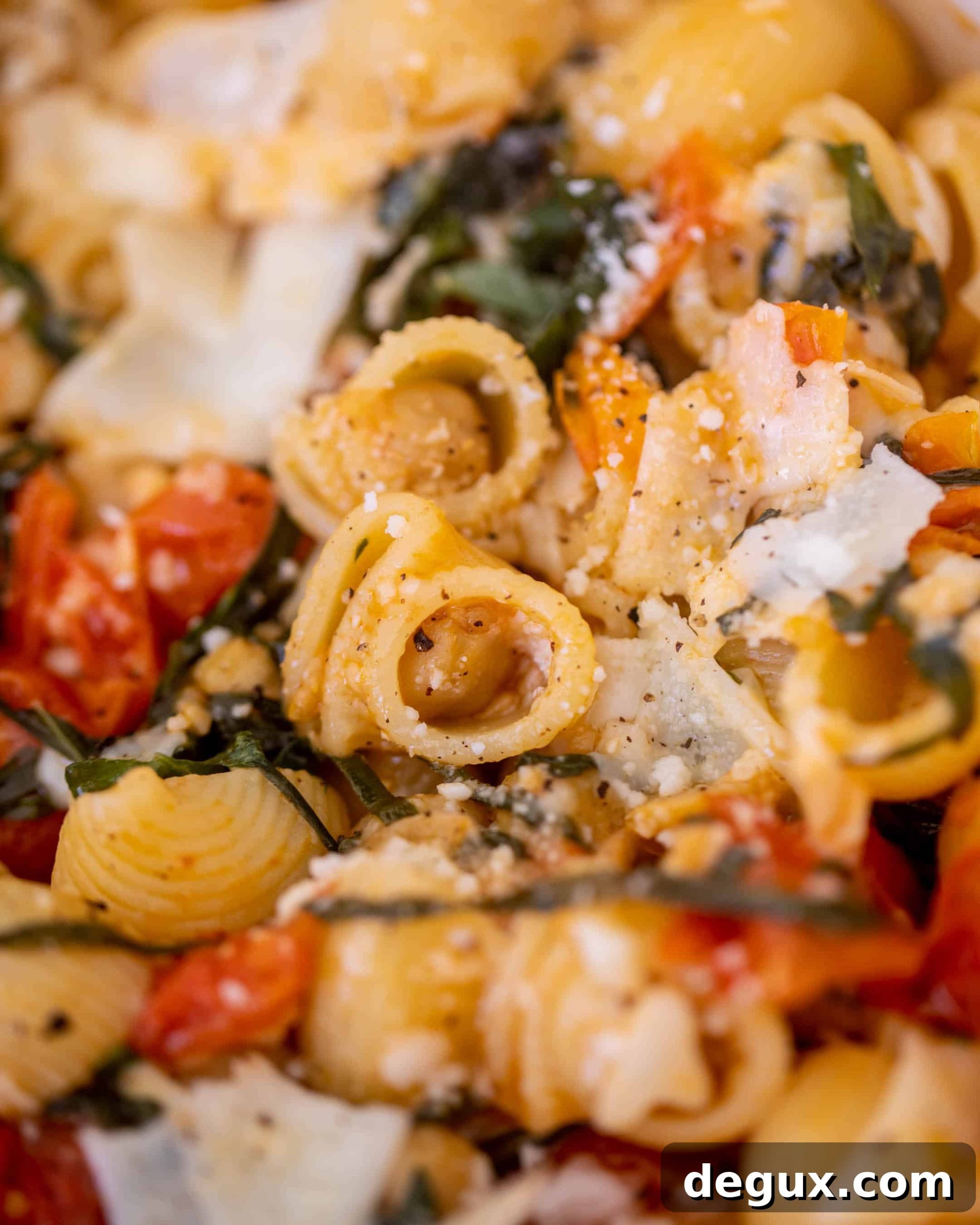Garlic Tomato Chickpea Pasta with Burst Cherry Tomatoes 8 burst tomato pasta with chickpeas and spinach