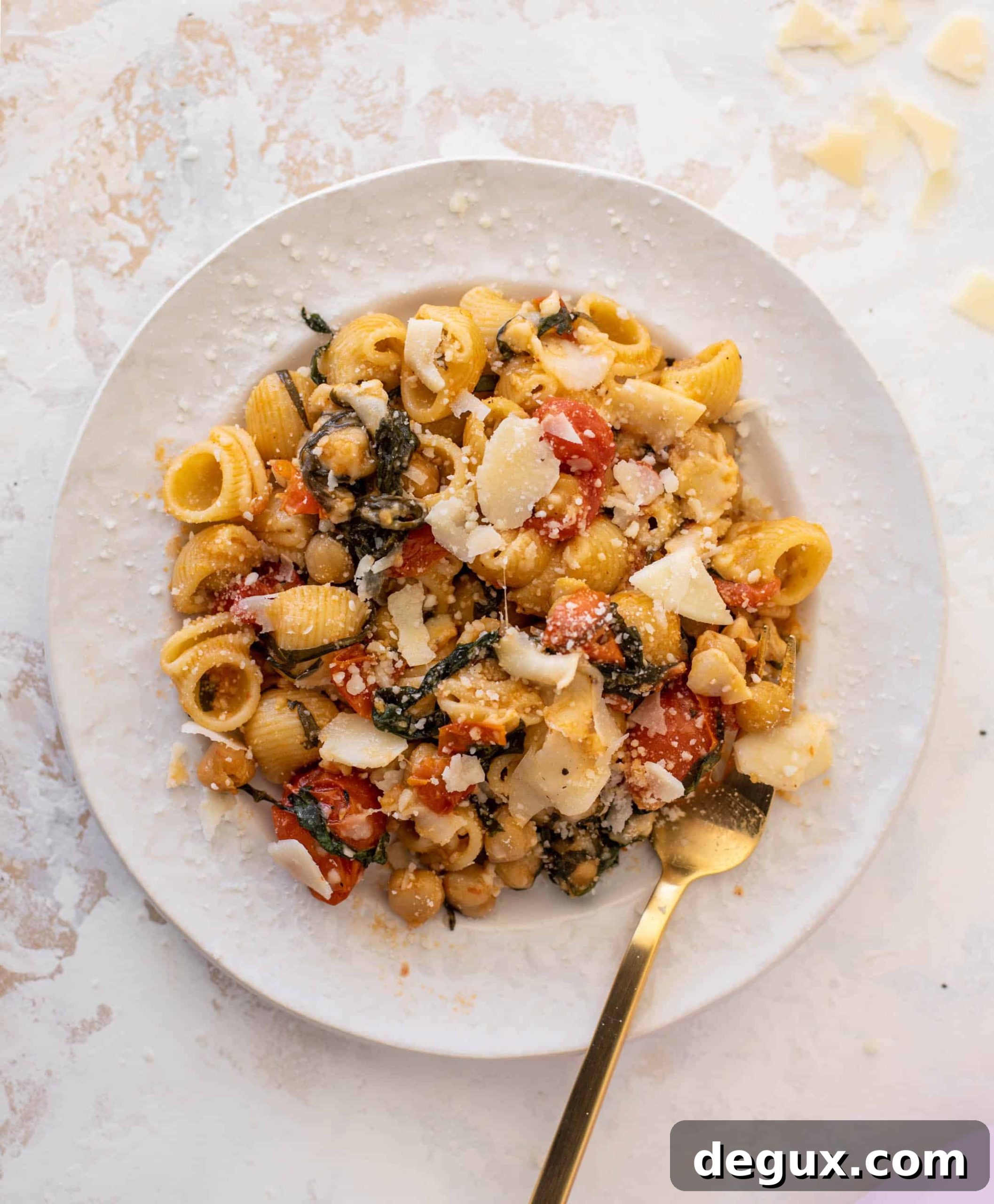 Garlic Tomato Chickpea Pasta with Burst Cherry Tomatoes 9 burst tomato pasta with chickpeas and spinach