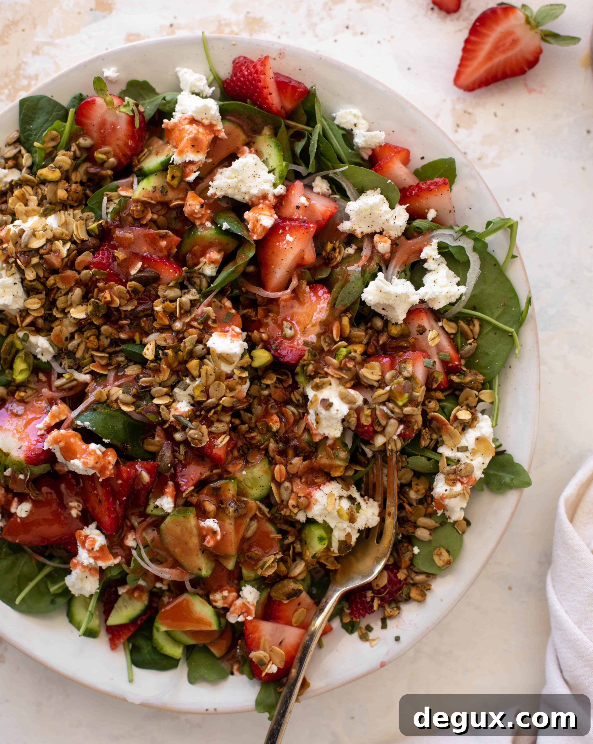 Strawberry Cucumber Salad with Savory Granola