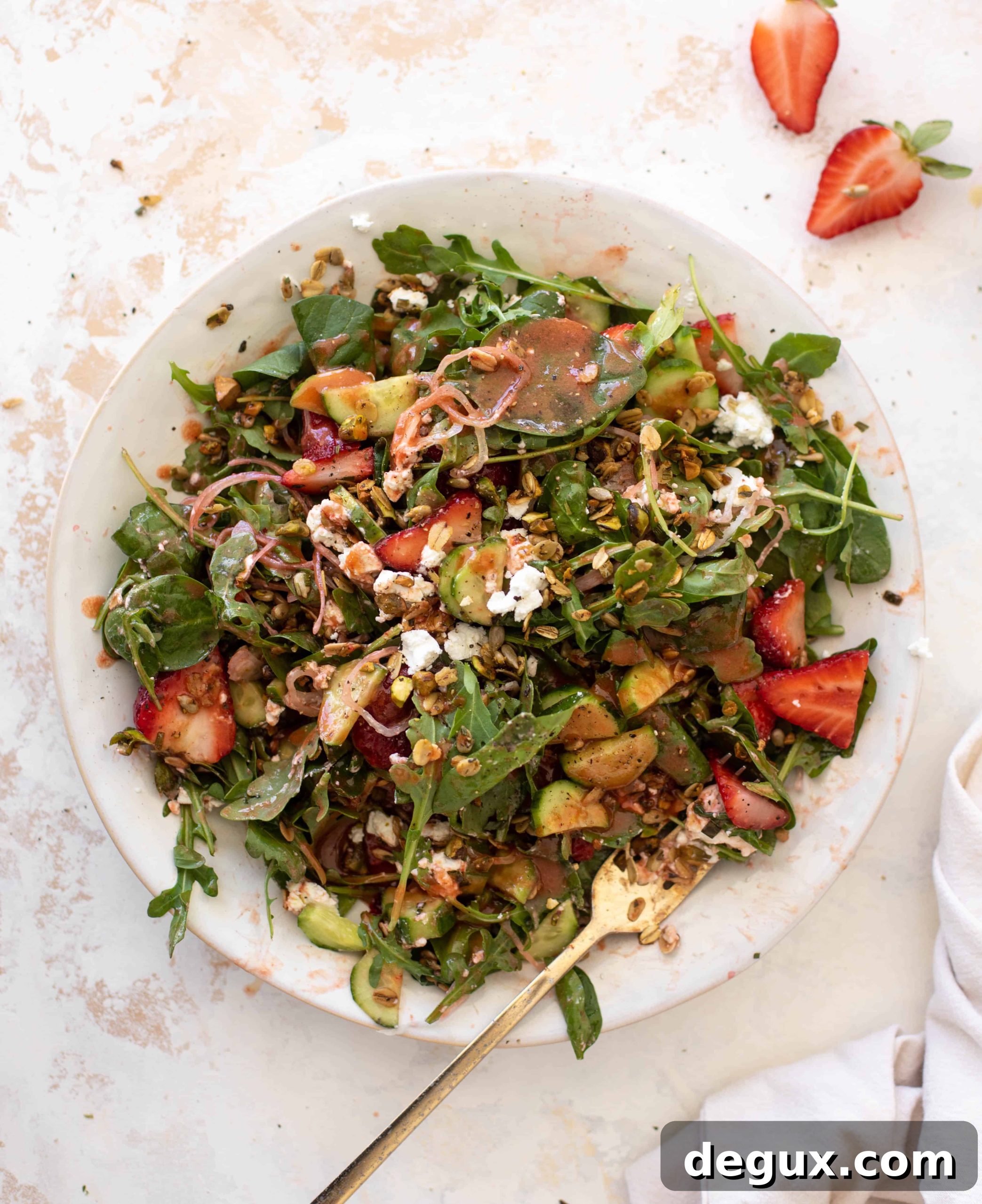 Strawberry Cucumber Salad with Savory Granola