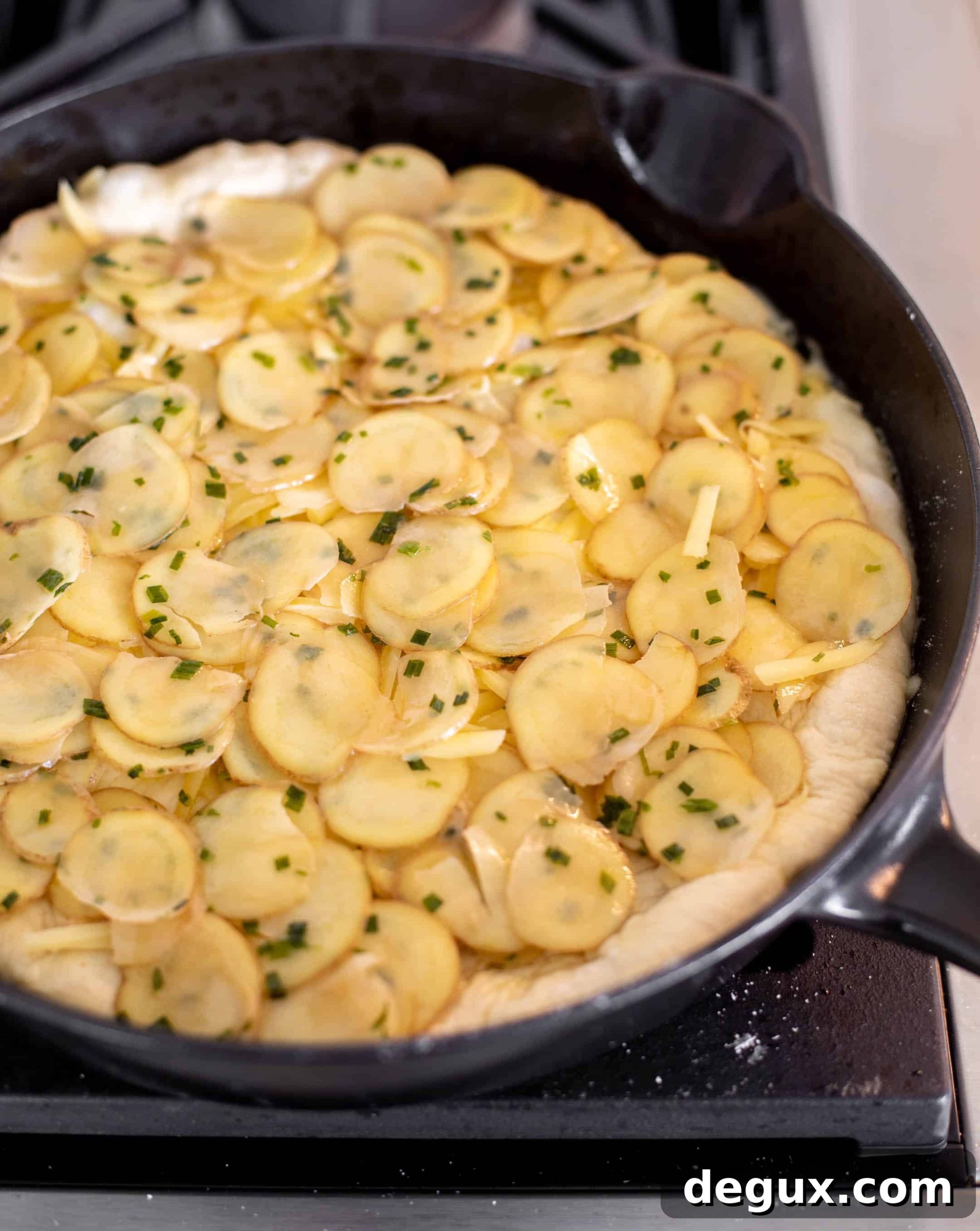 Crispy Potato and Gruyère Pizza Topped with Peppery Arugula 4 crispy potato & gruyere pizza