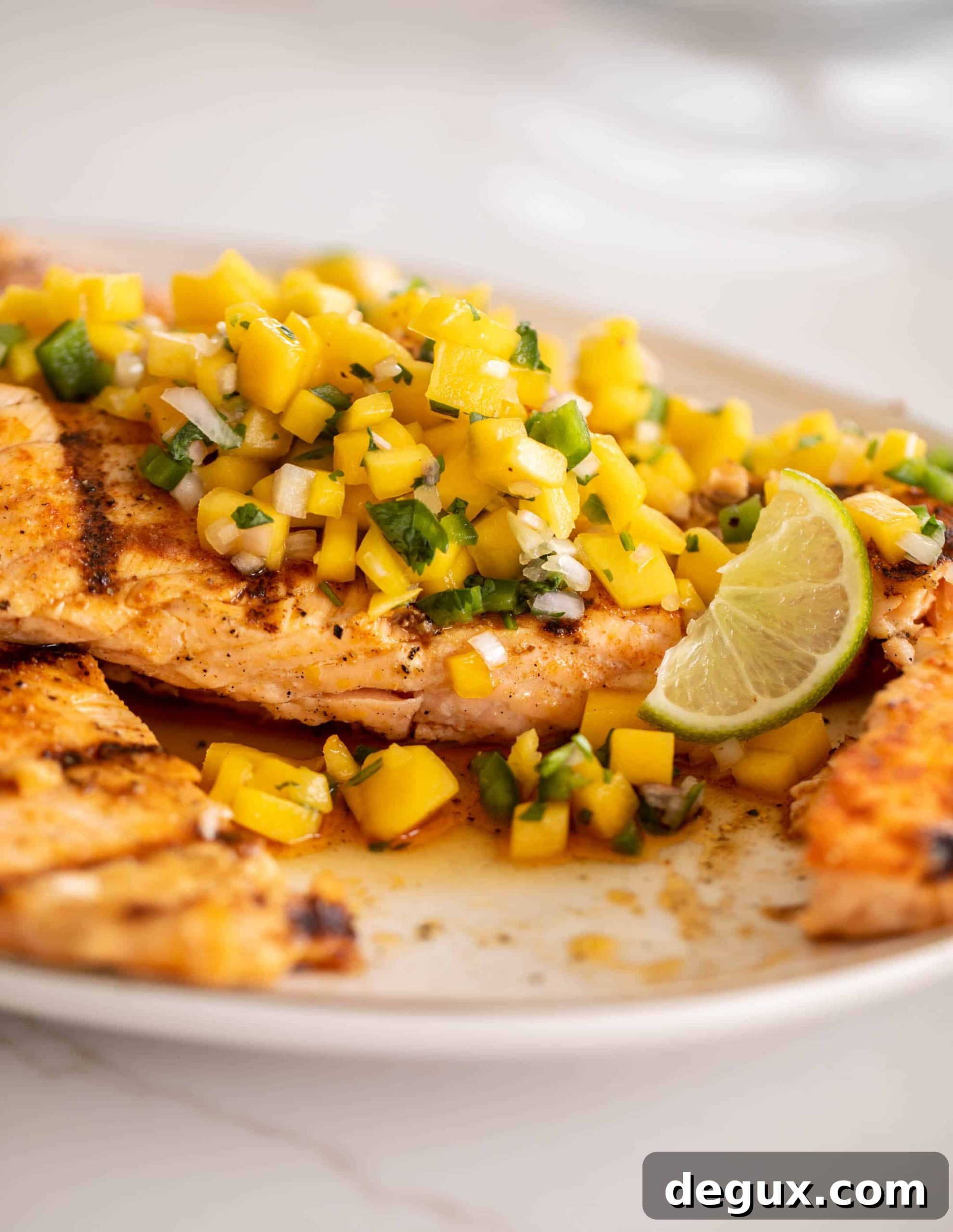 Grilled Salmon with Mango Salsa and Coconut Rice Recipe 11 grilled salmon with mango salsa