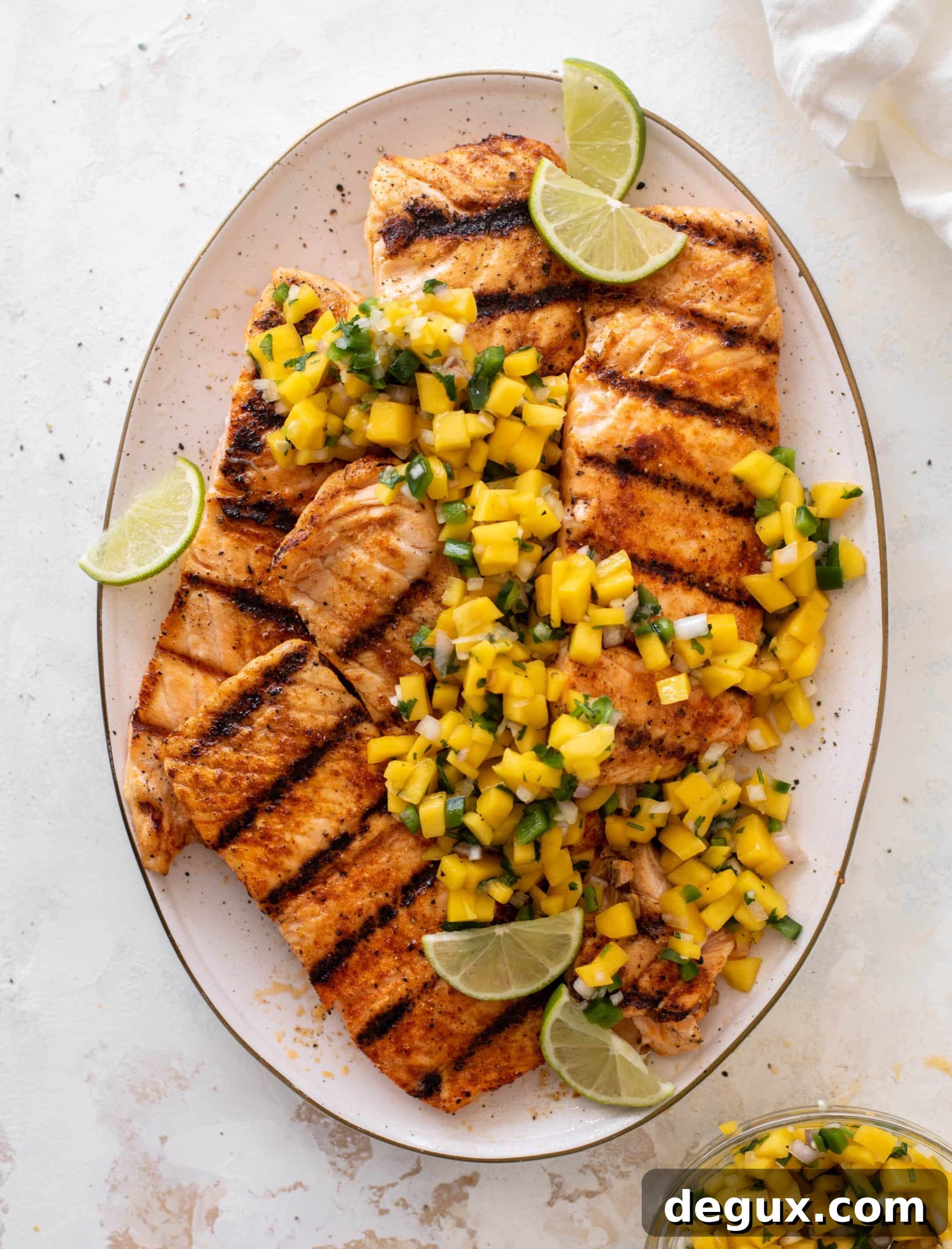 Grilled Salmon with Mango Salsa and Coconut Rice Recipe 4 grilled salmon with mango salsa