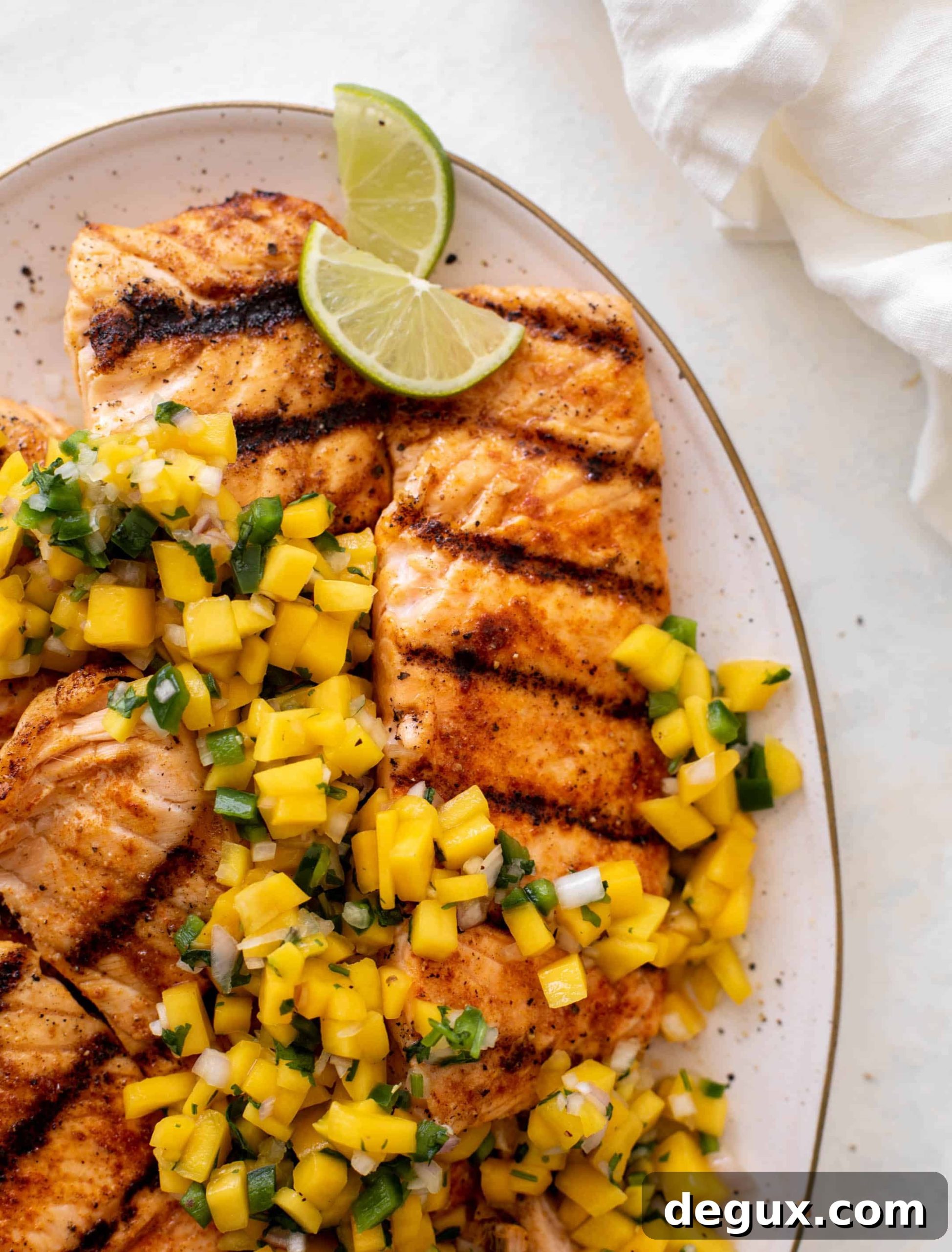 Grilled Salmon with Mango Salsa and Coconut Rice Recipe 5 grilled salmon with mango salsa
