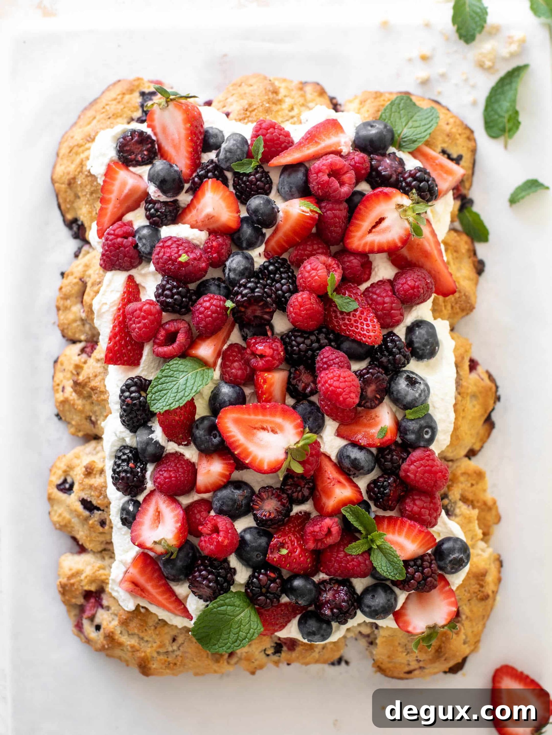 red white and blue sheet pan short cake