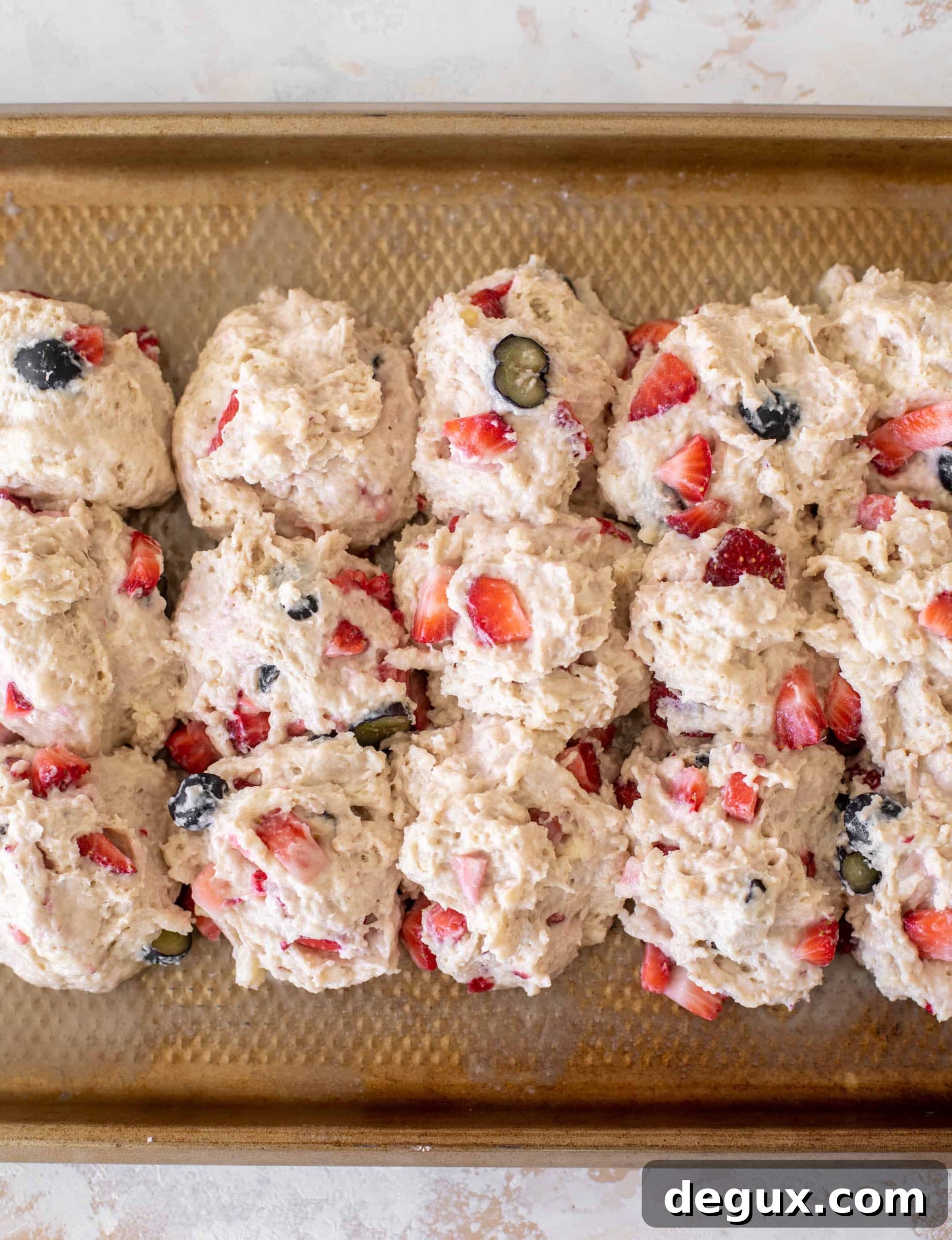 red white and blue sheet pan short cake