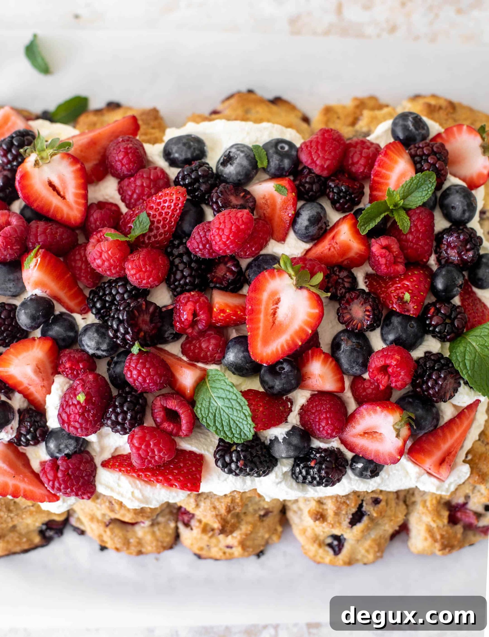 red white and blue sheet pan short cake