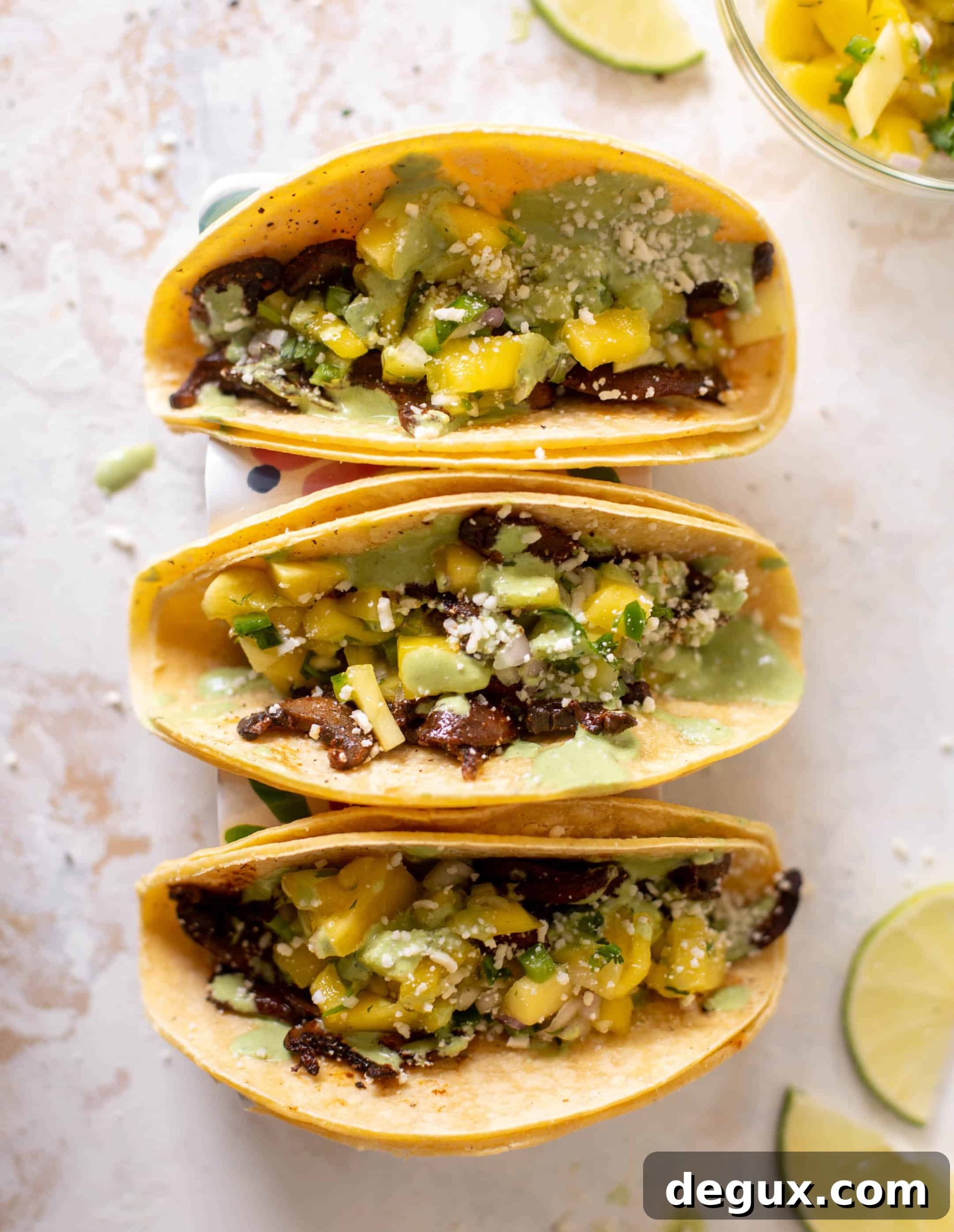 summer shiitake tacos