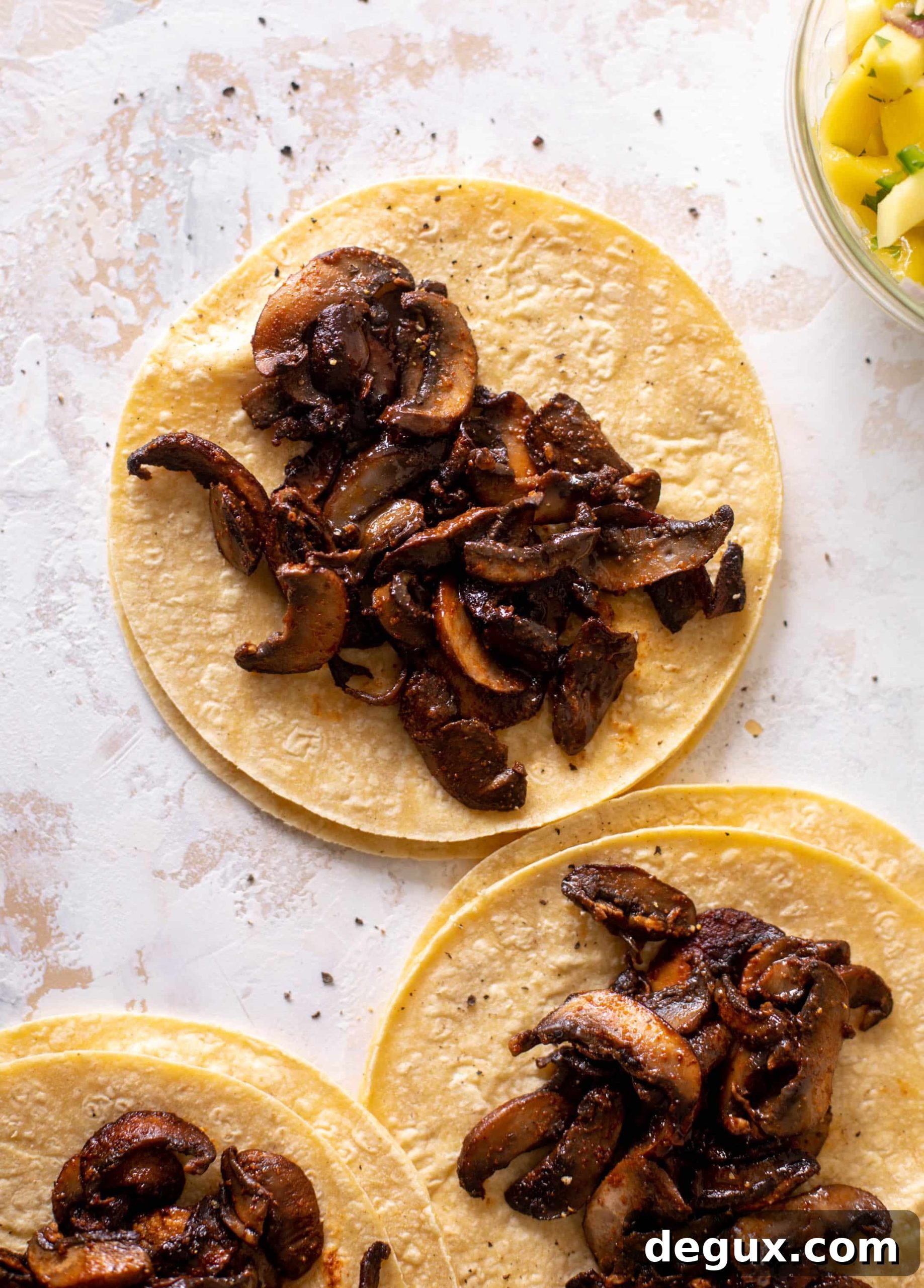 summer shiitake tacos