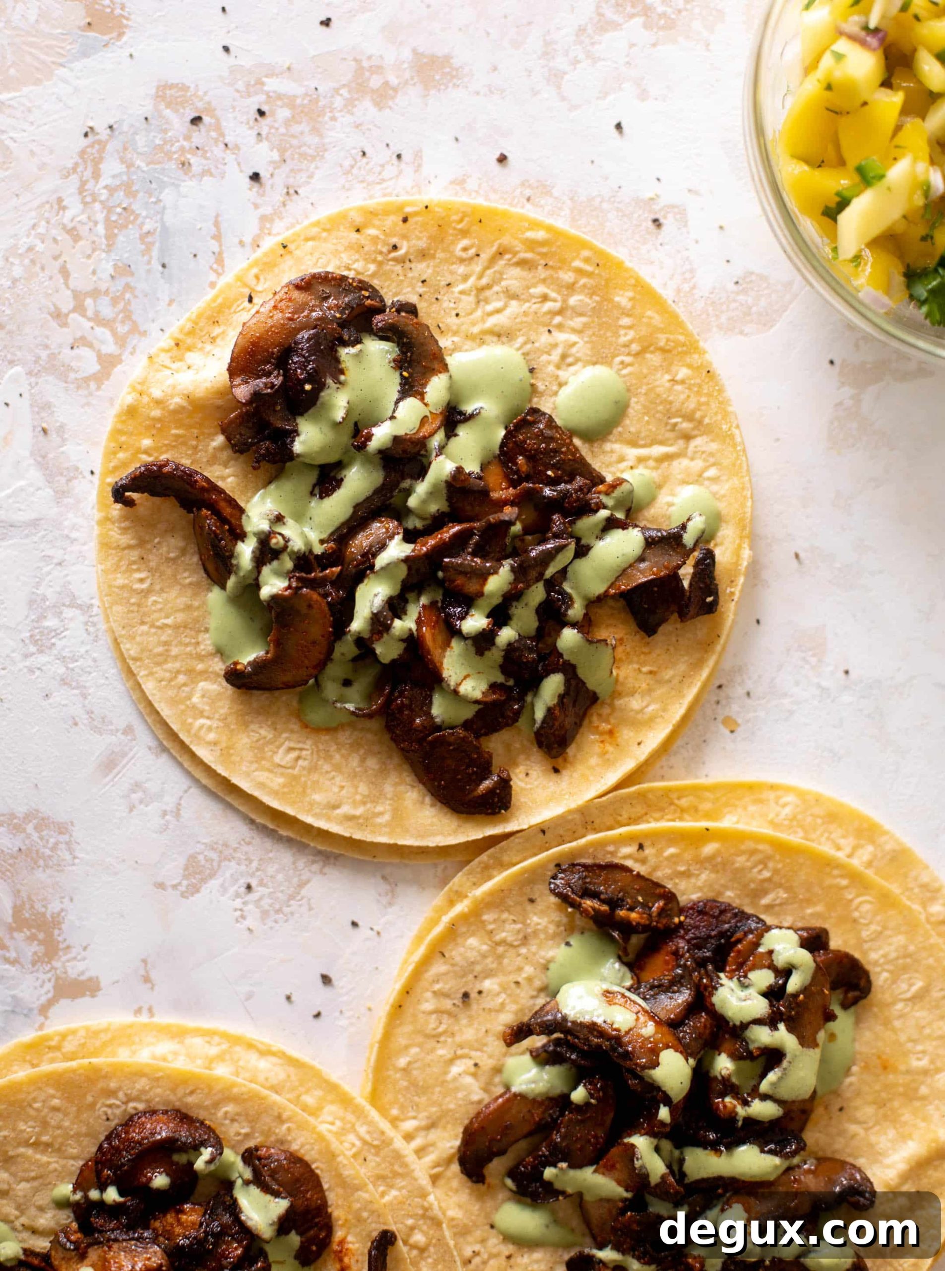summer shiitake tacos