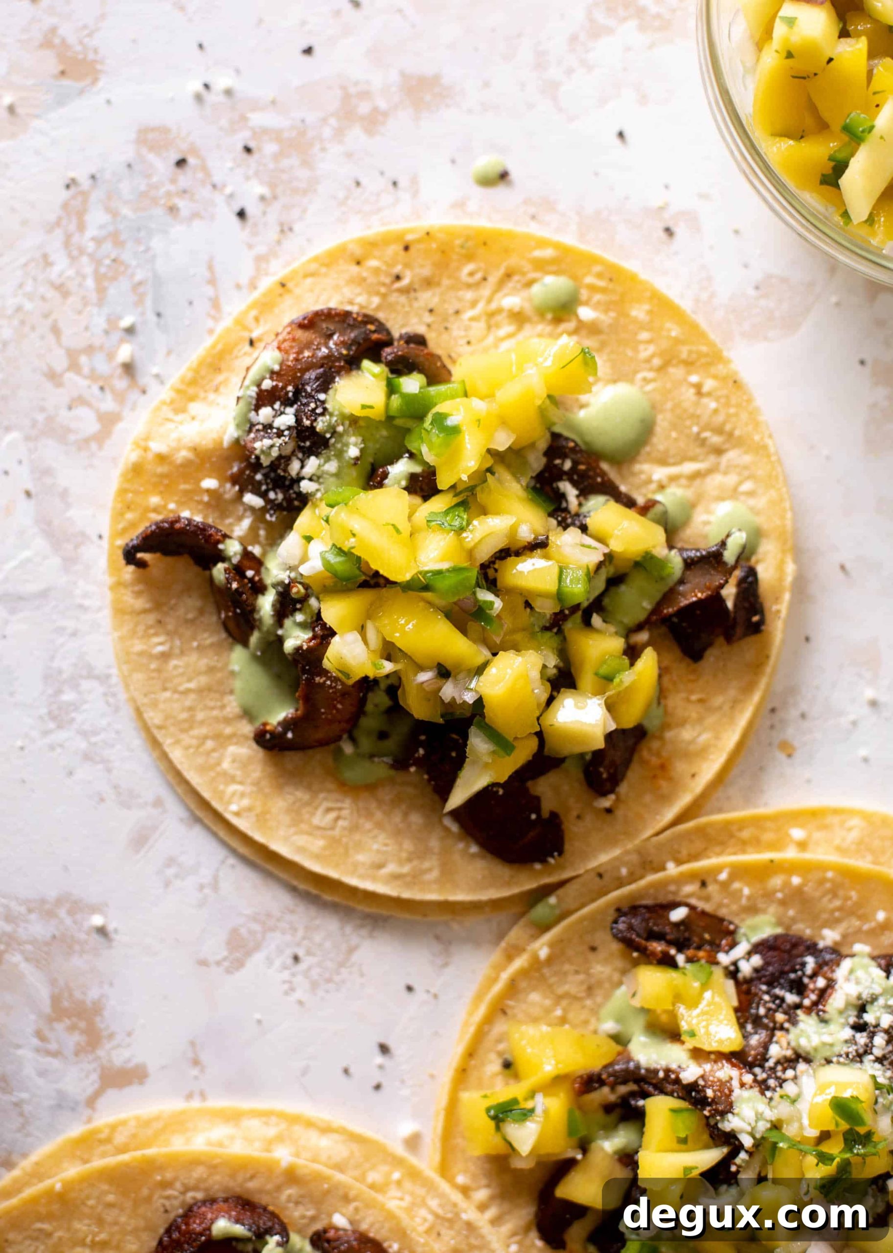 summer shiitake tacos