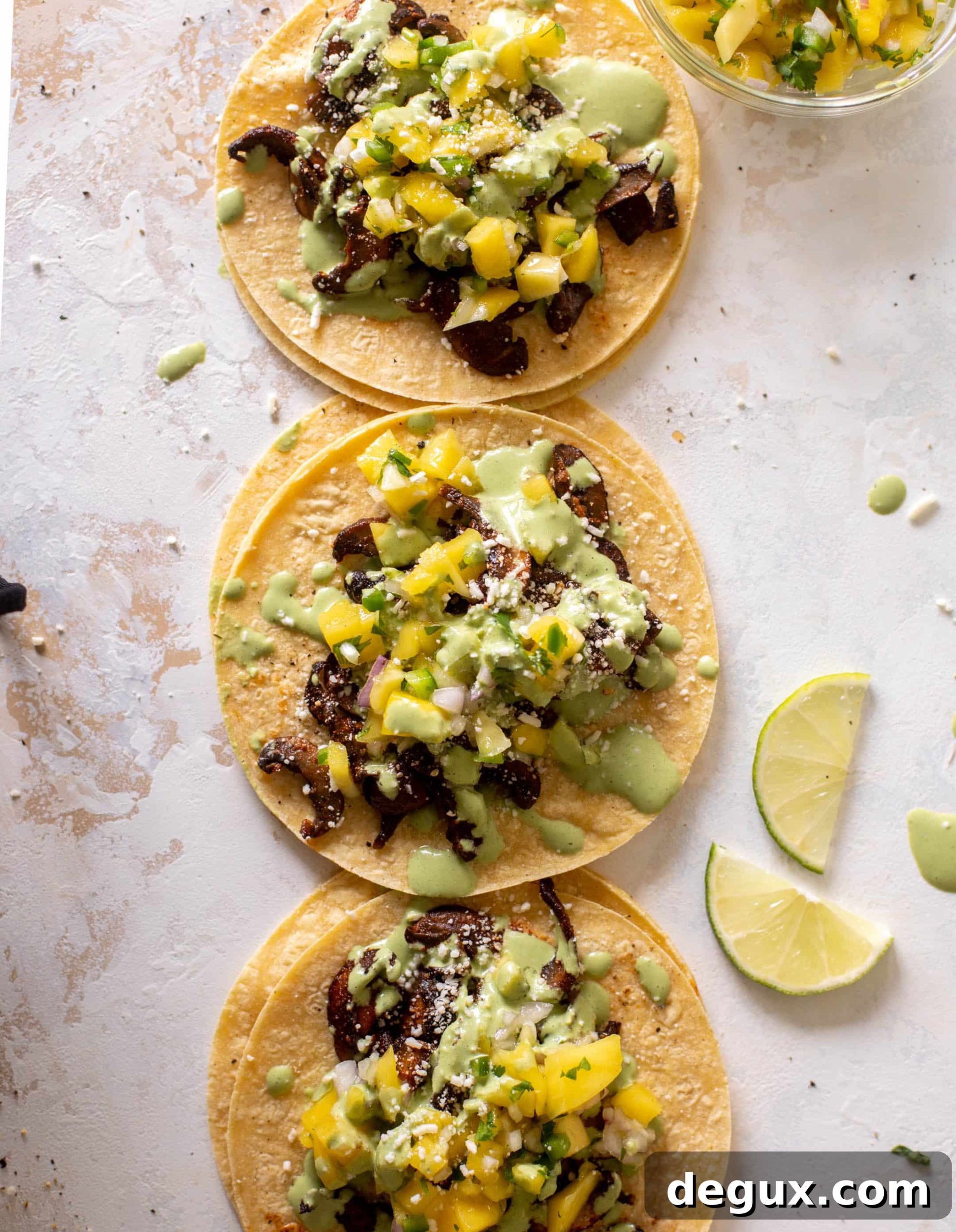summer shiitake tacos