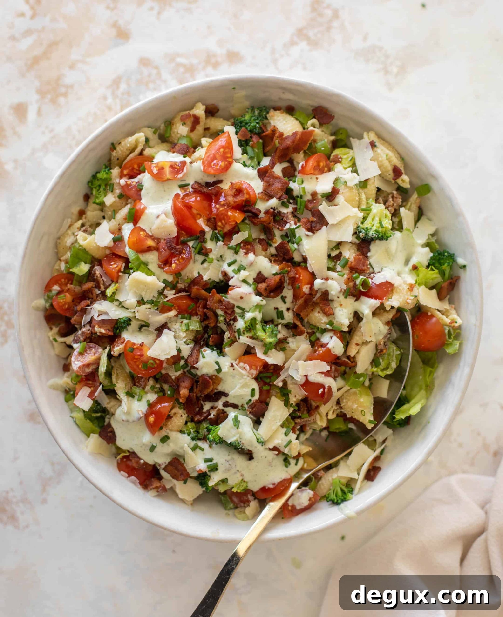 Broccoli BLT Pasta Salad with Asiago Ranch Dressing 2 broccoli BLT pasta salad