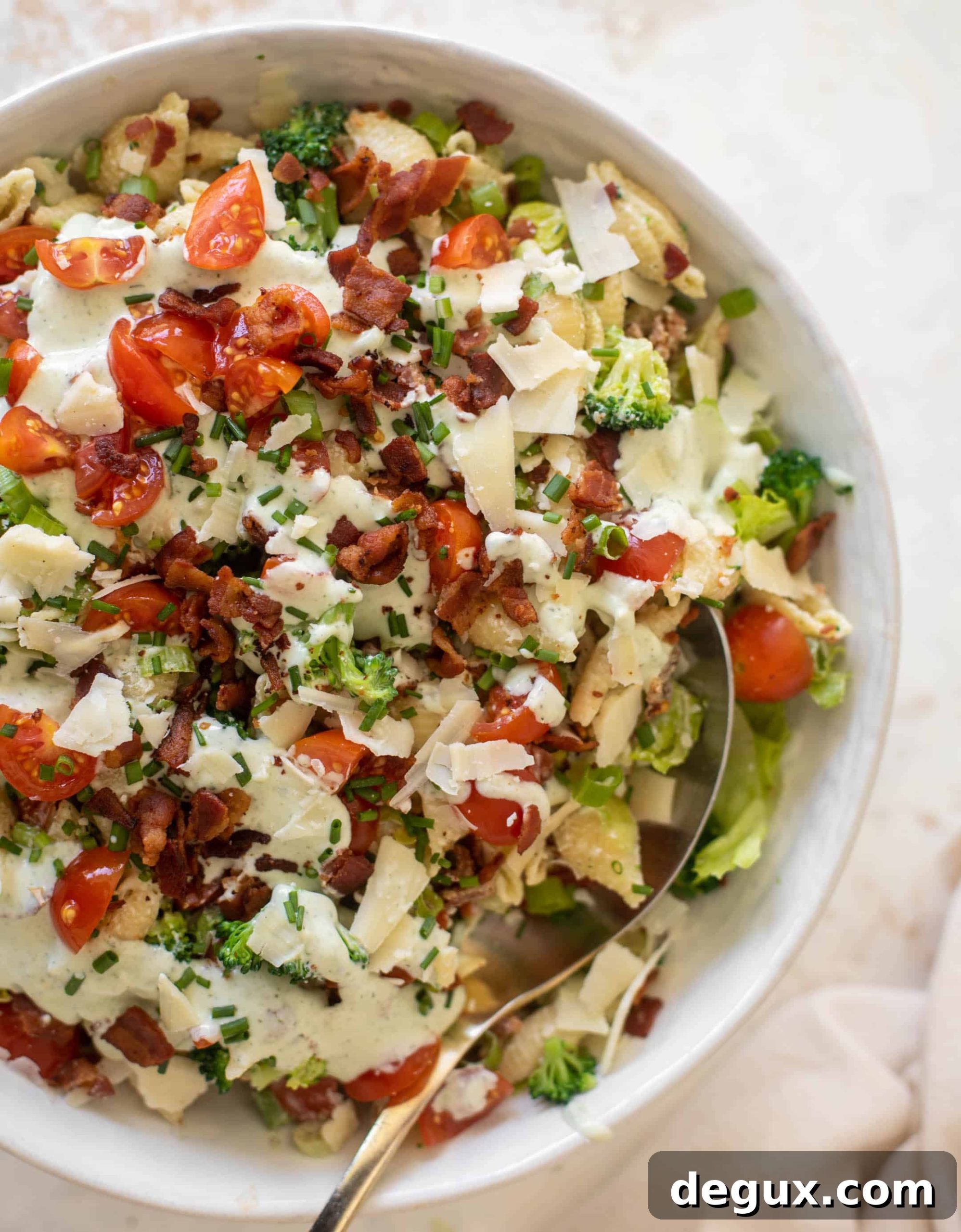 Broccoli BLT Pasta Salad with Asiago Ranch Dressing 13 broccoli BLT pasta salad