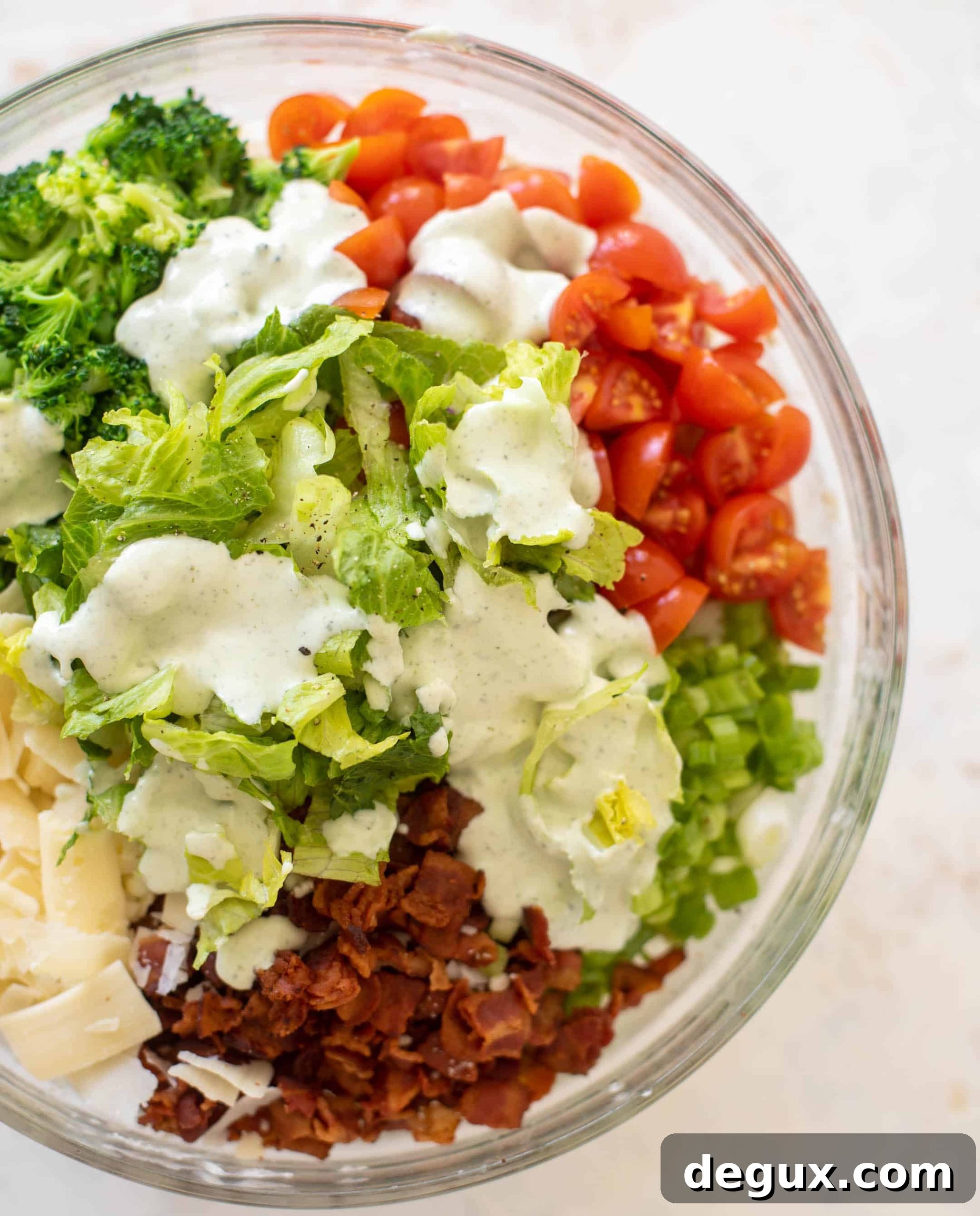 Broccoli BLT Pasta Salad with Asiago Ranch Dressing 8 broccoli BLT pasta salad
