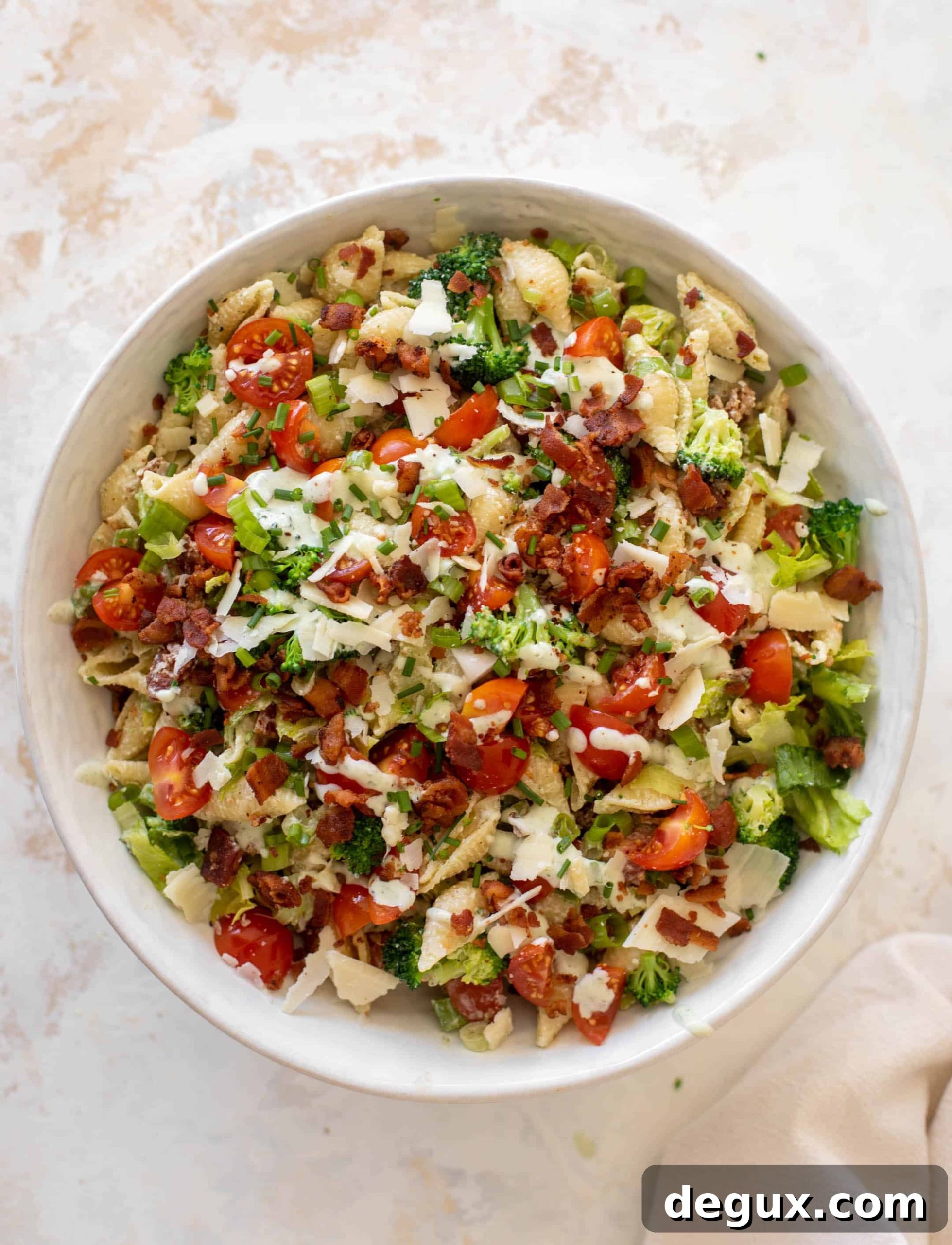 Broccoli BLT Pasta Salad with Asiago Ranch Dressing 9 broccoli BLT pasta salad