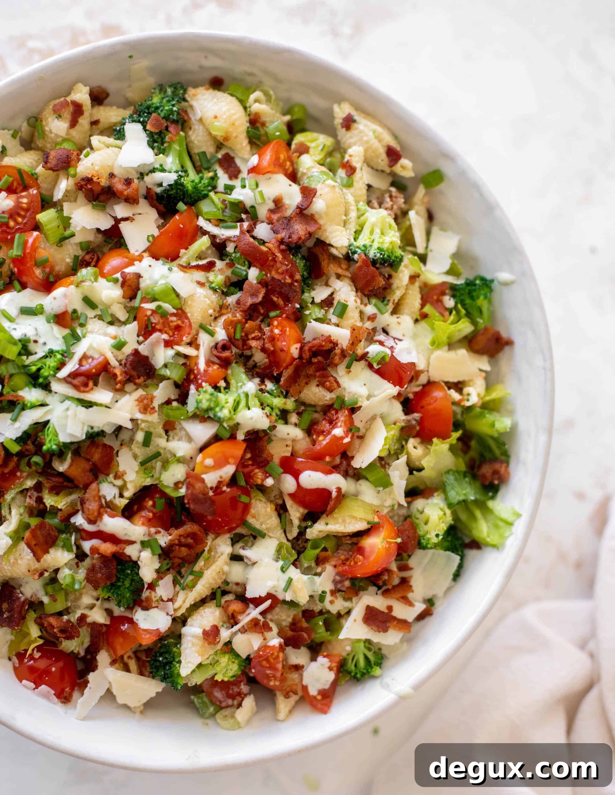 Broccoli BLT Pasta Salad with Asiago Ranch Dressing 10 broccoli BLT pasta salad