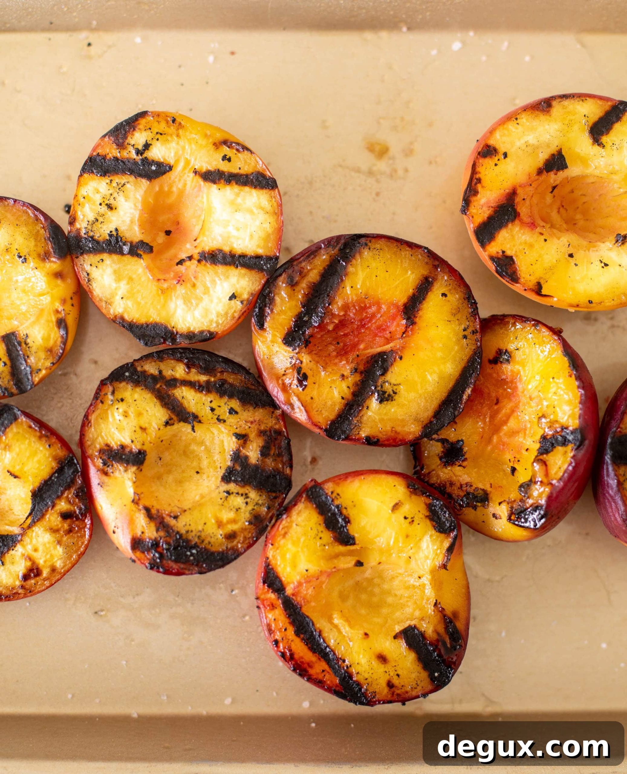 Grilled Peaches with Burrata and Pistachio-Herb Vinaigrette 3 grilled peaches with burrata and pistachio vinaigrette