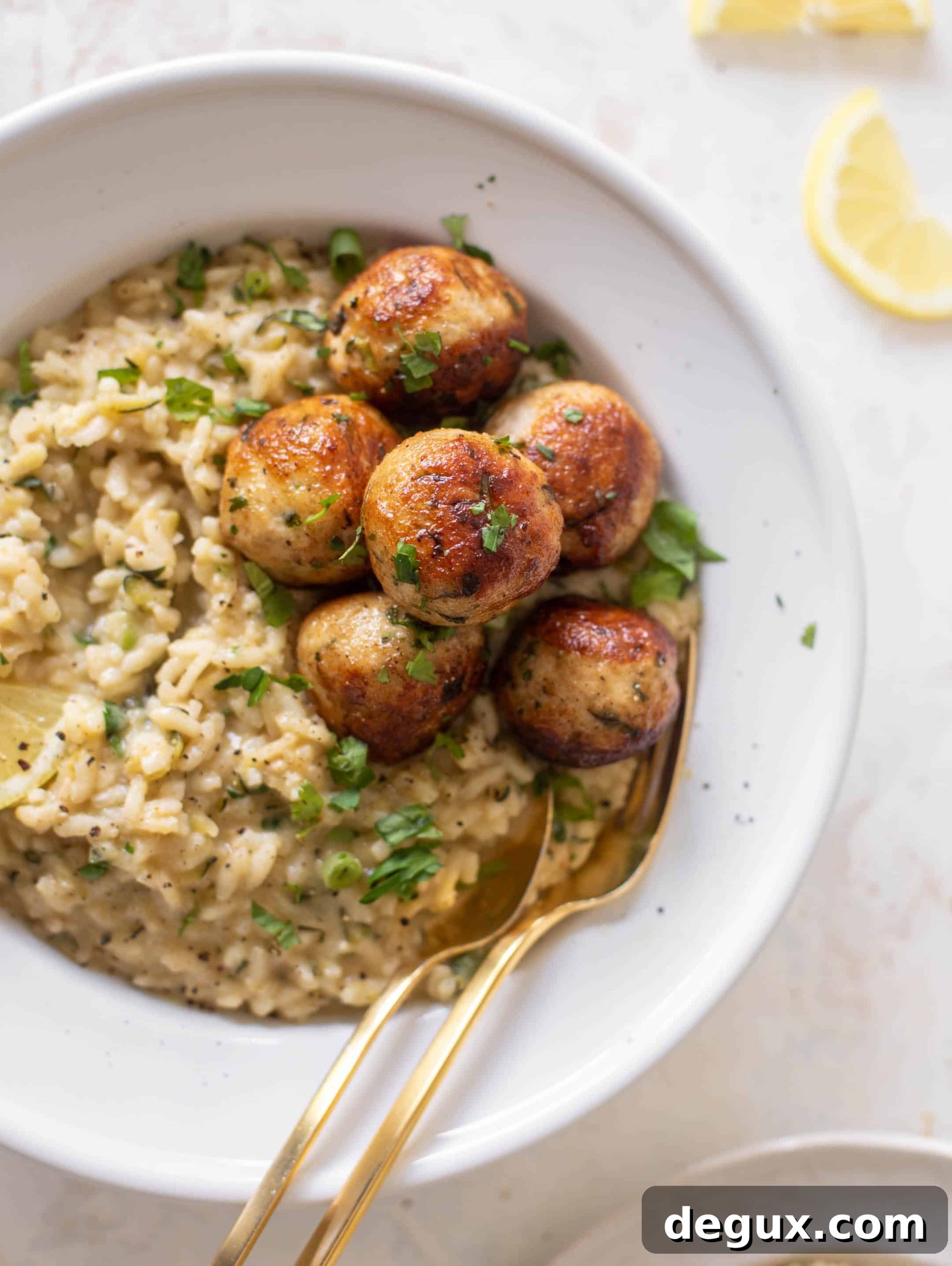 chicken meatballs with zucchini risotto