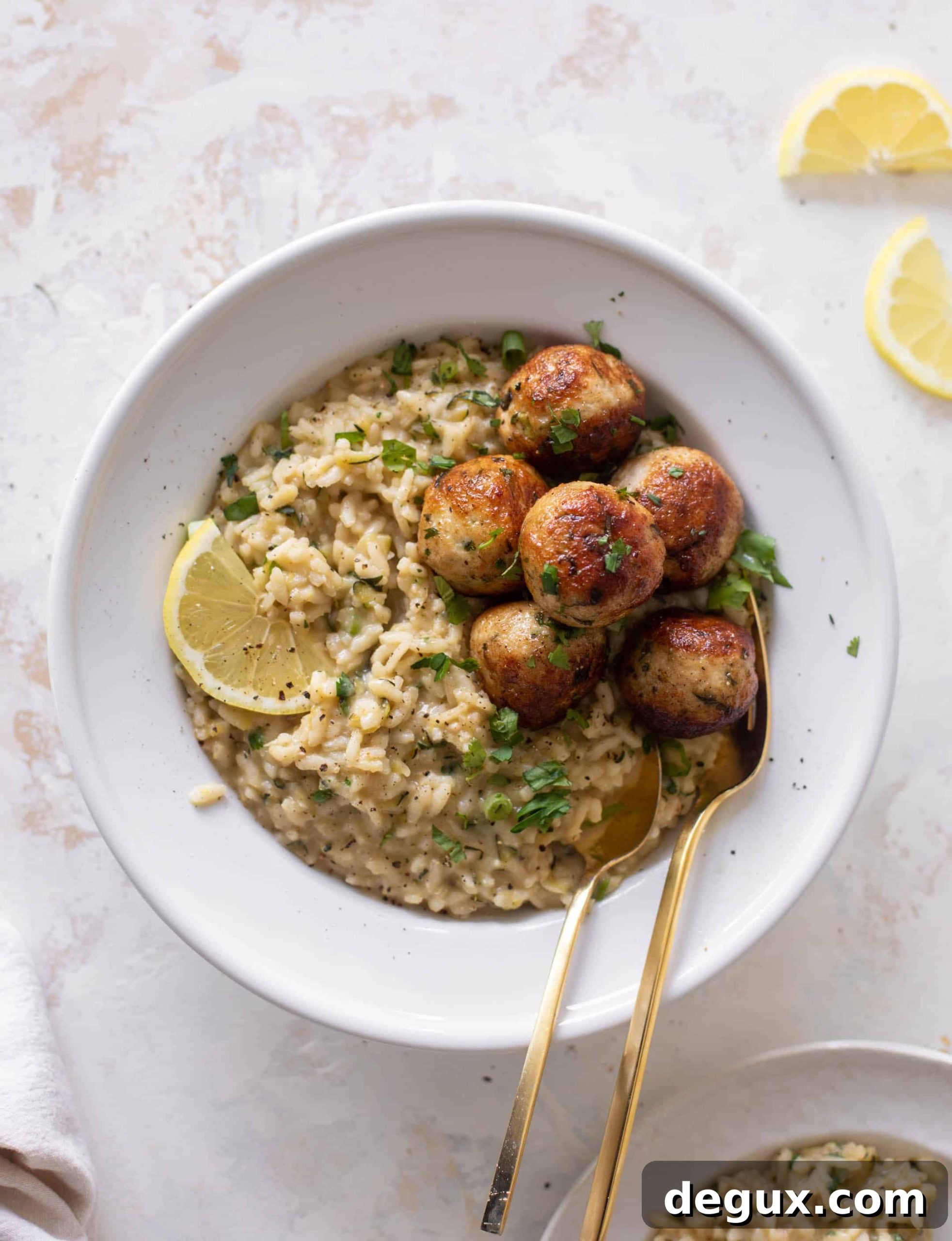 chicken meatballs with zucchini risotto