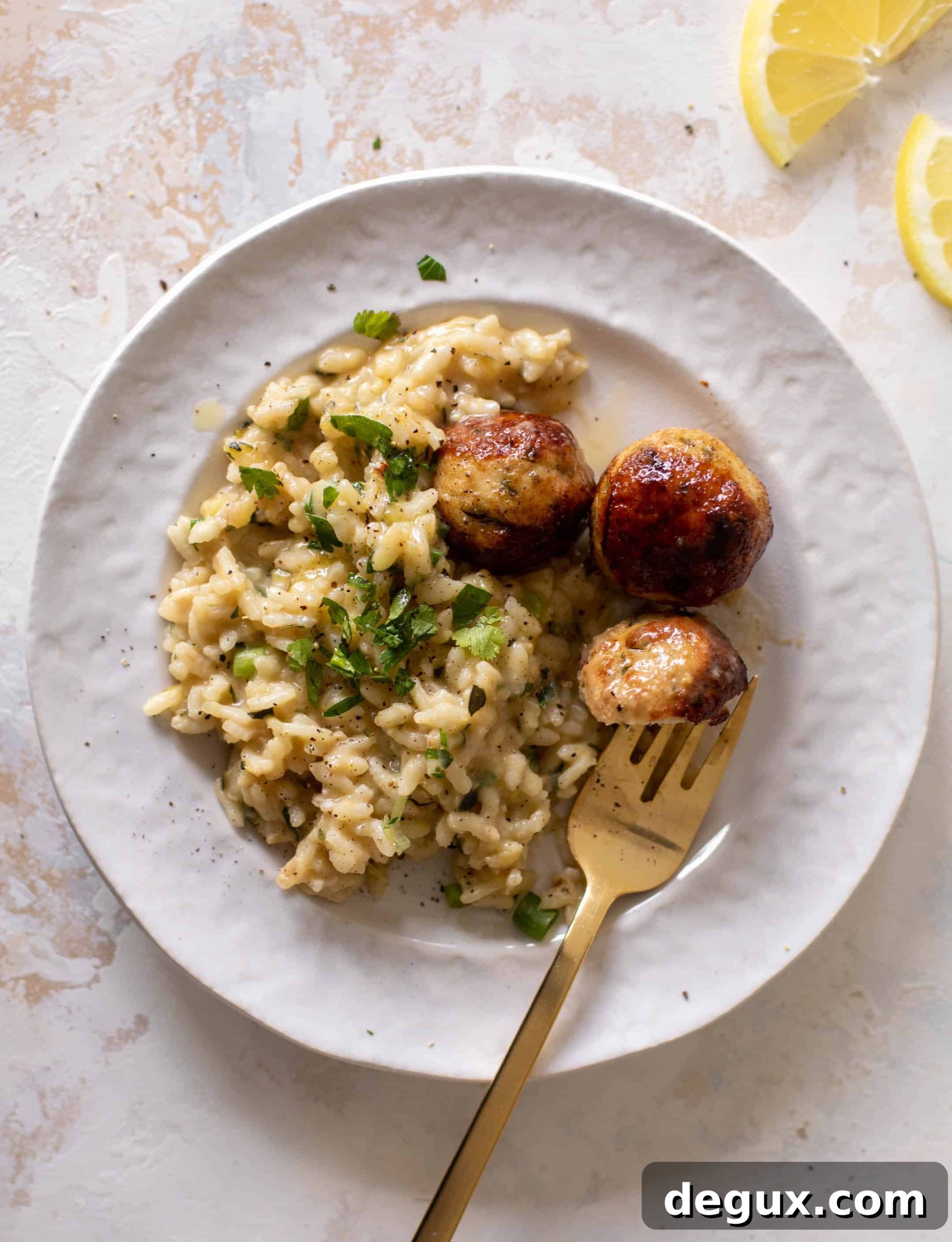 chicken meatballs with zucchini risotto