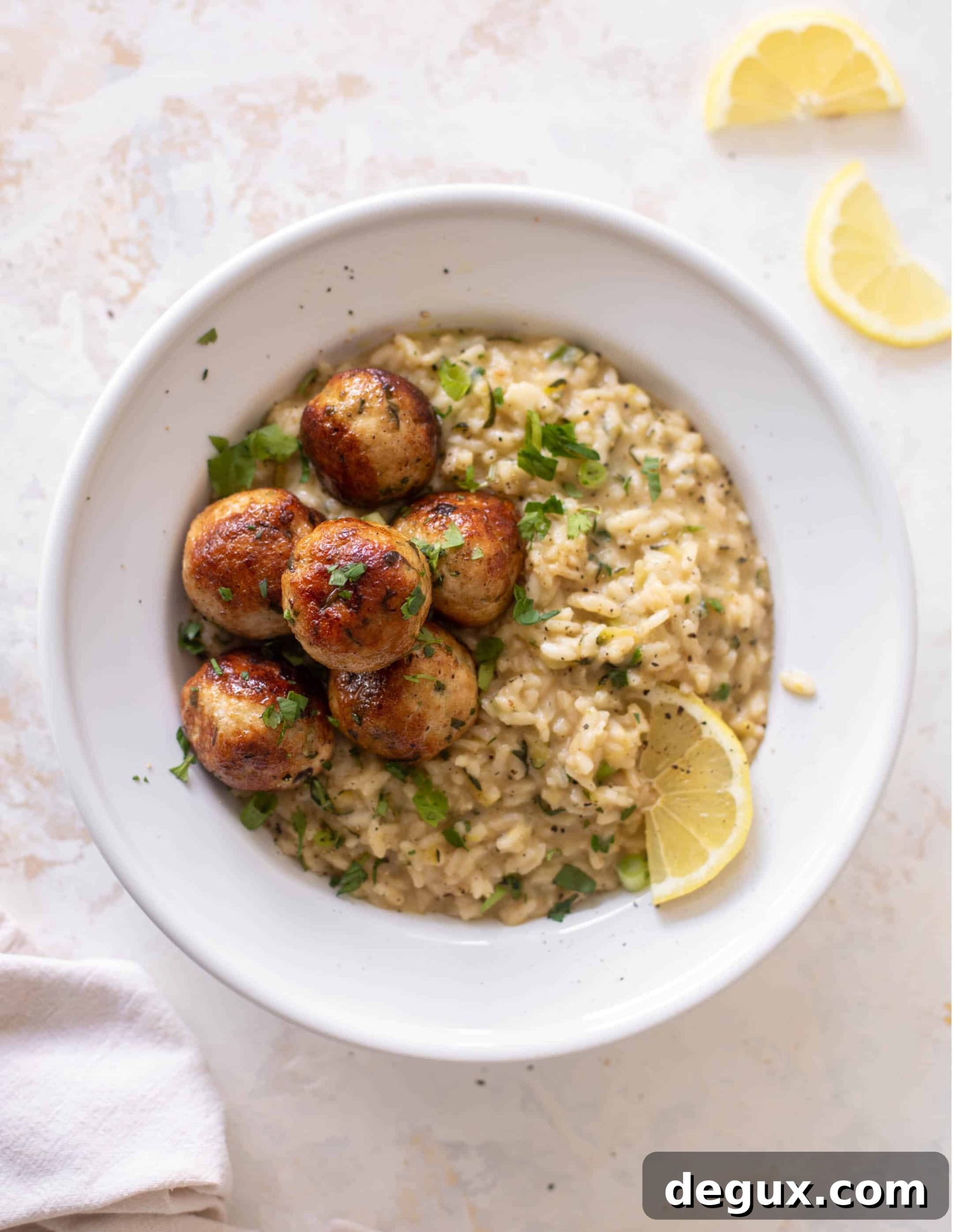 chicken meatballs with zucchini risotto