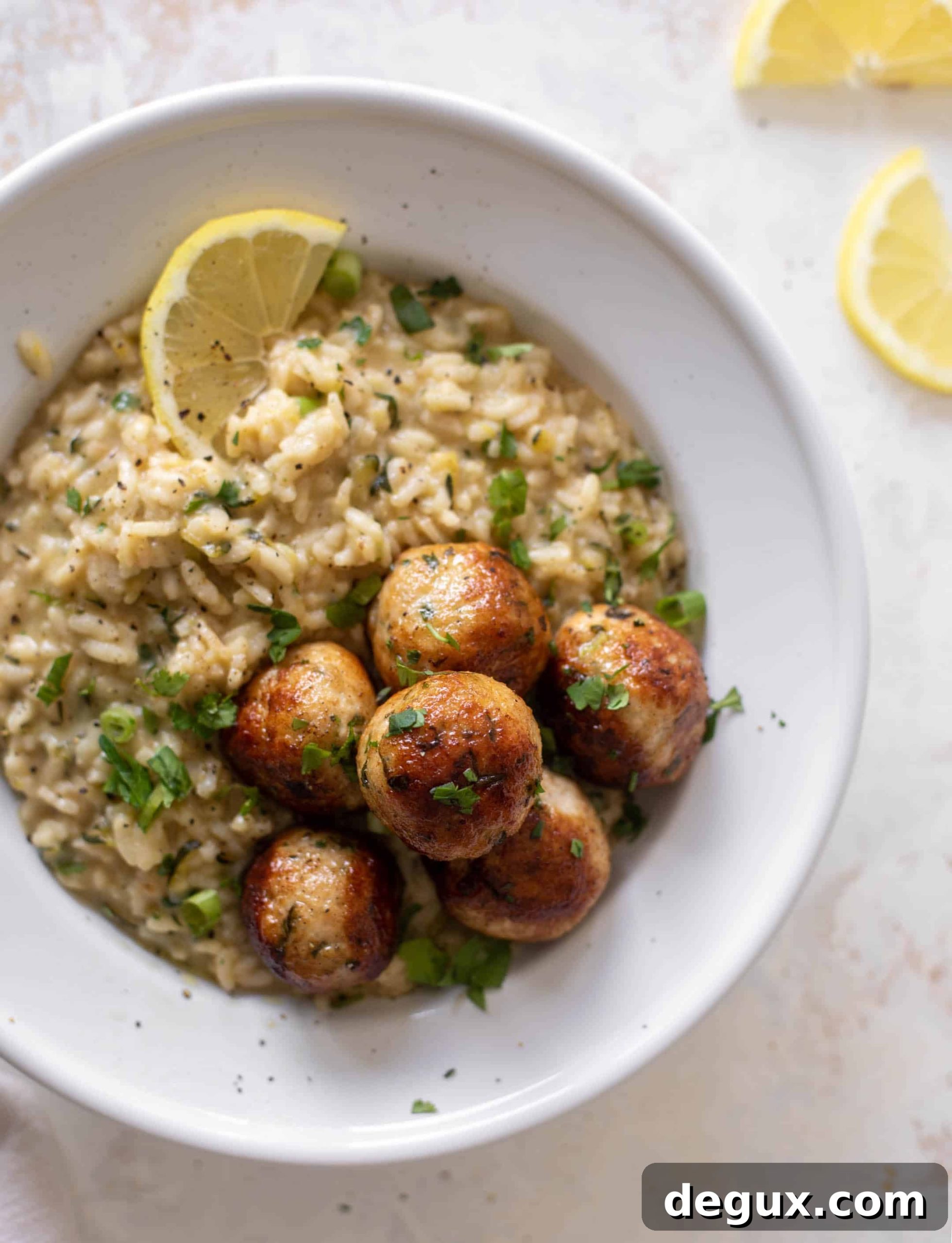 chicken meatballs with zucchini risotto