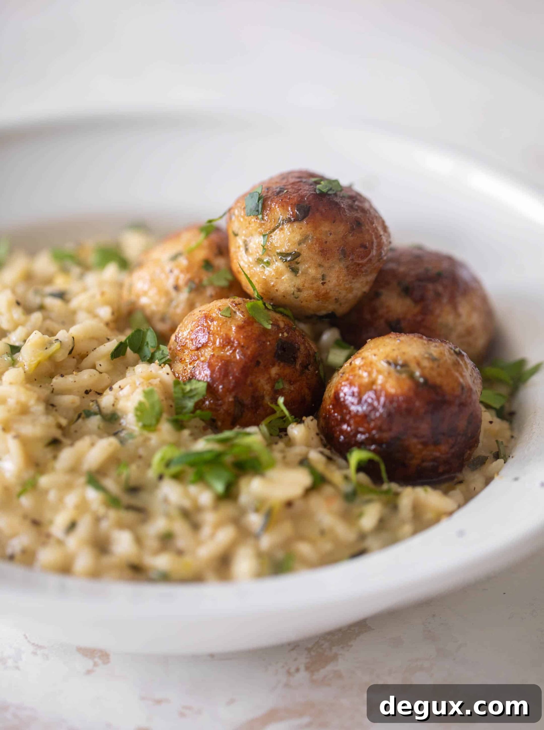 chicken meatballs with zucchini risotto