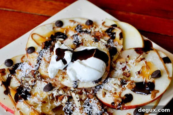 Apple nachos with toppings