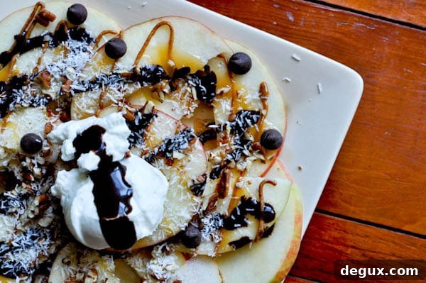 Apple nachos close-up