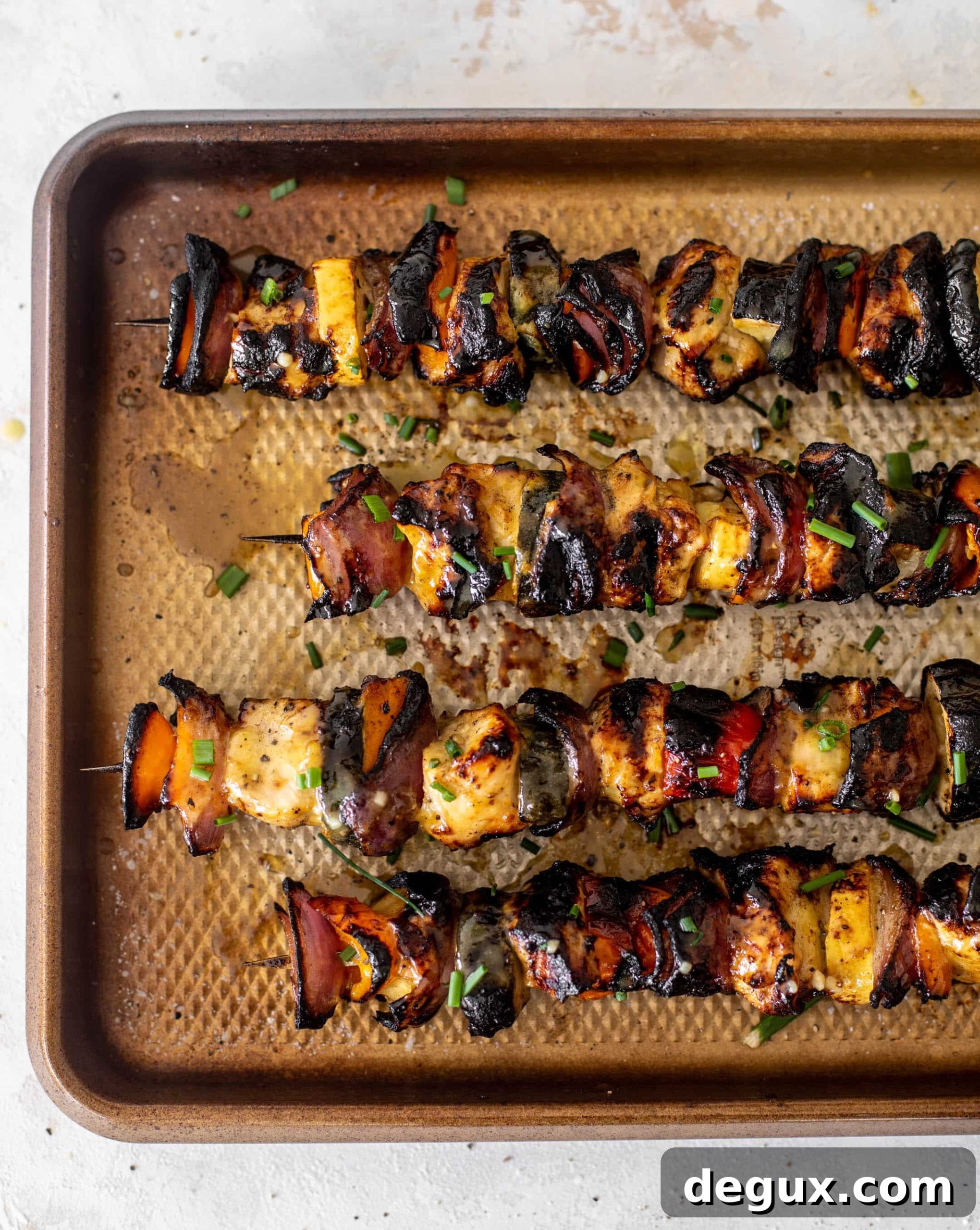 Honey Mustard Chicken Skewers on the Grill: Sticky, Savory BBQ Recipe 5 grilled honey mustard chicken skewers
