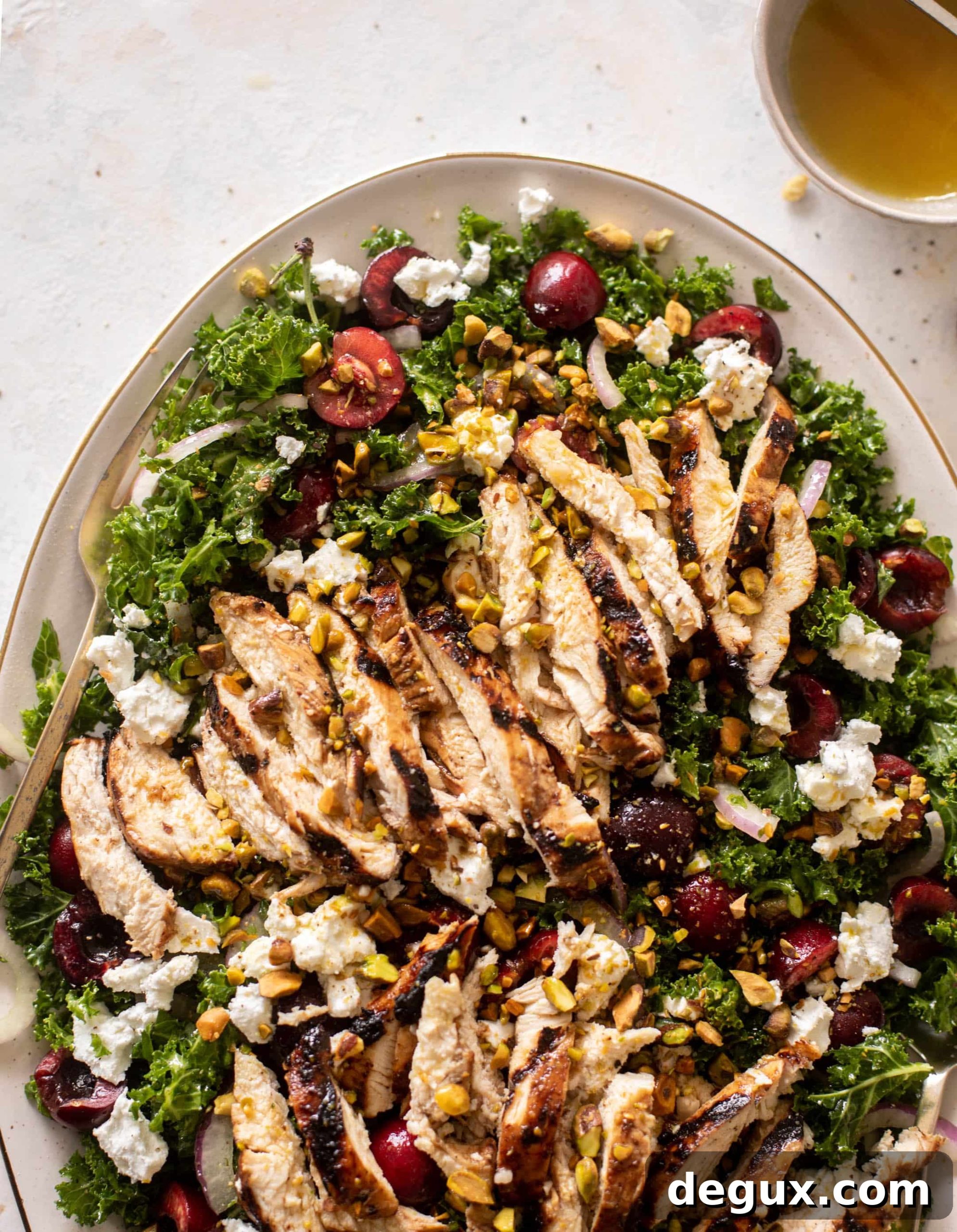 grilled chicken cherry kale salad