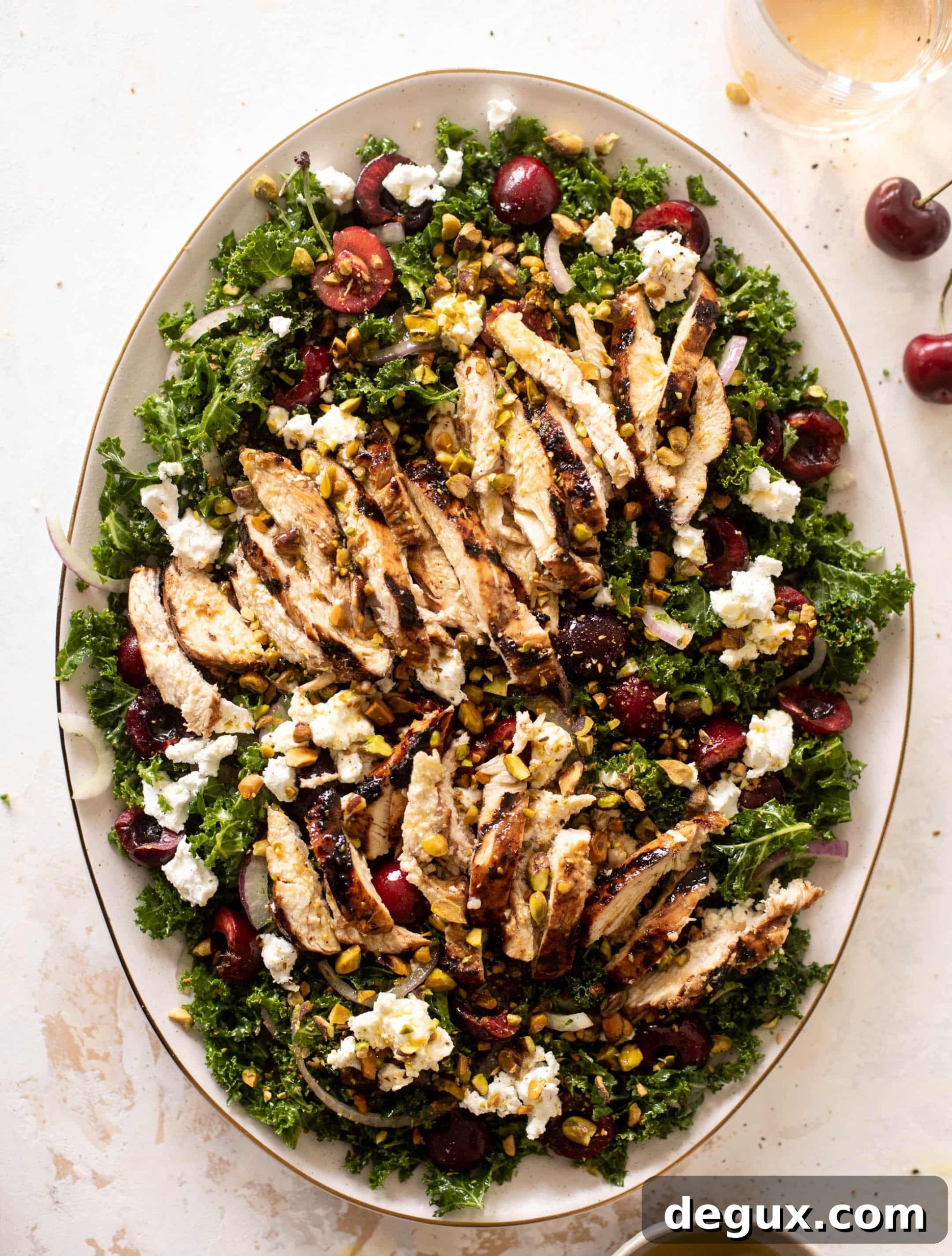 grilled chicken cherry kale salad