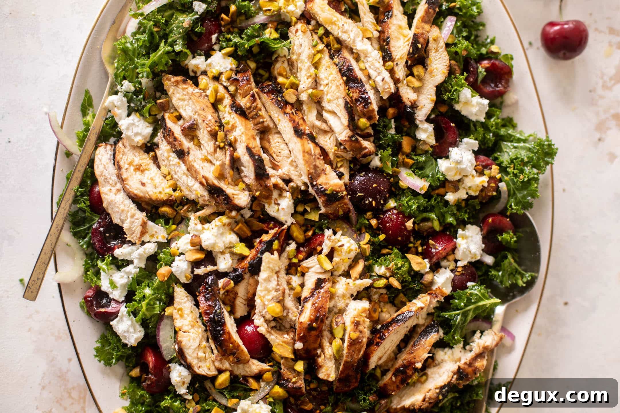 grilled chicken cherry kale salad