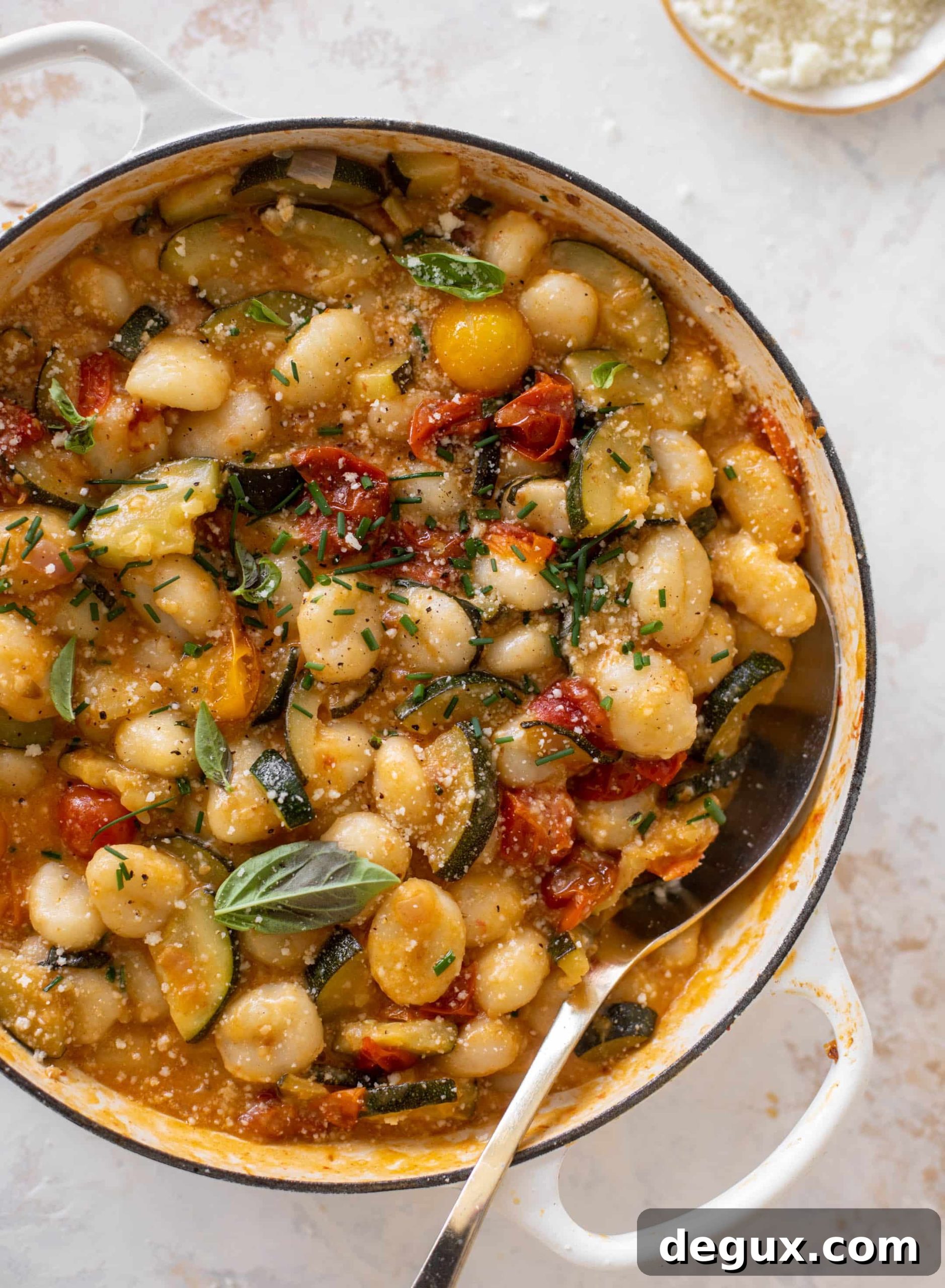 Summer Garden Gnocchi Skillet: Tomato, Basil & Mozzarella 2 summer garden skillet gnocchi