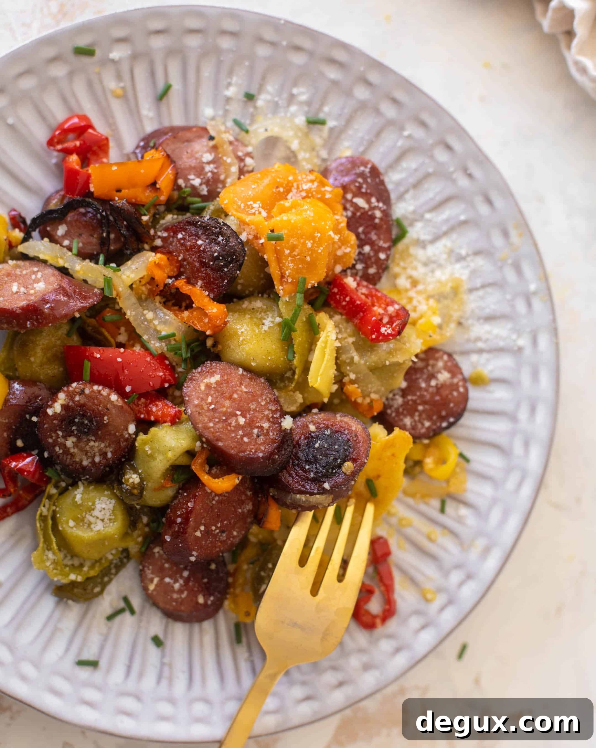sheet pan smoked sausage tortellini and vegetables