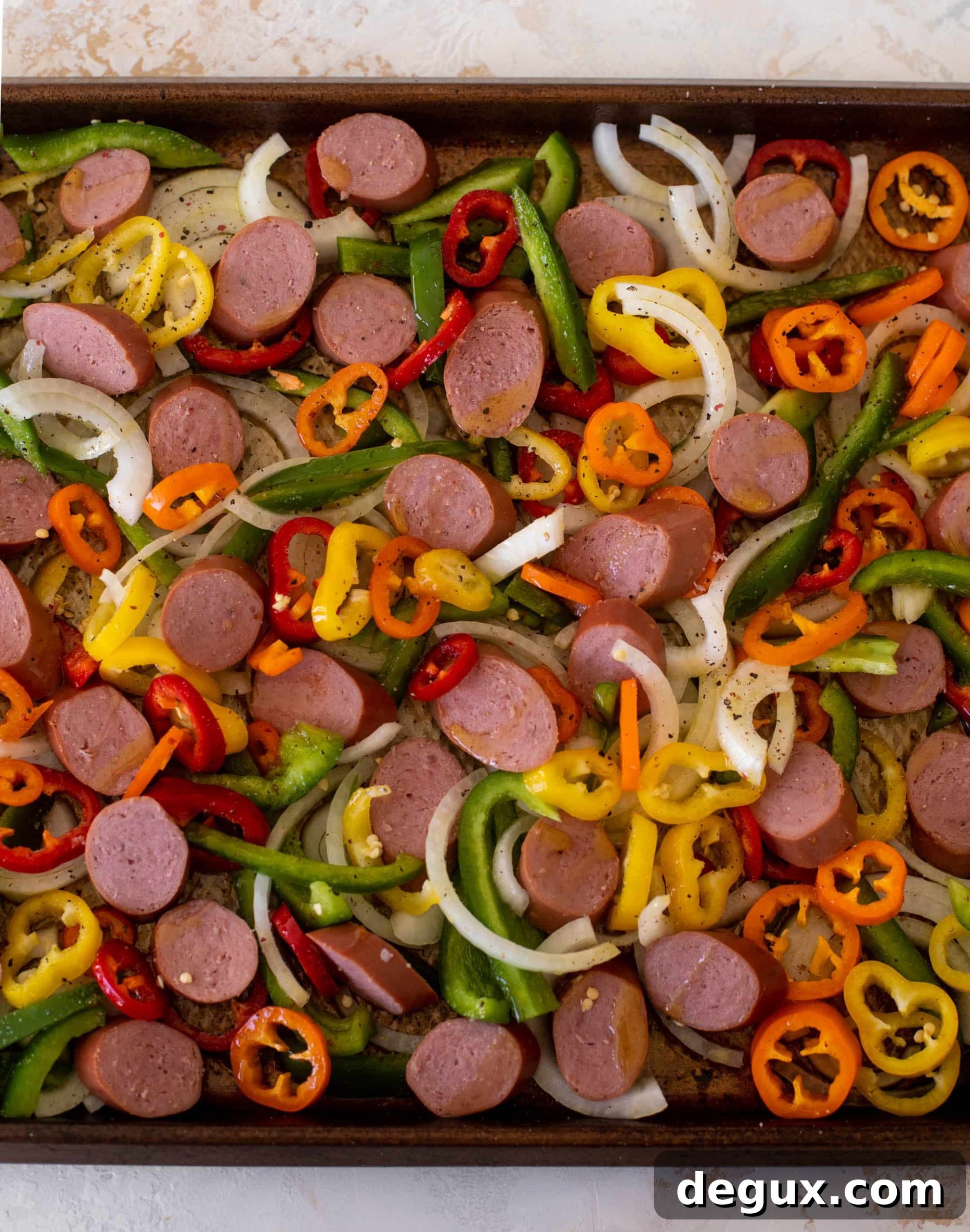 sheet pan smoked sausage tortellini and vegetables
