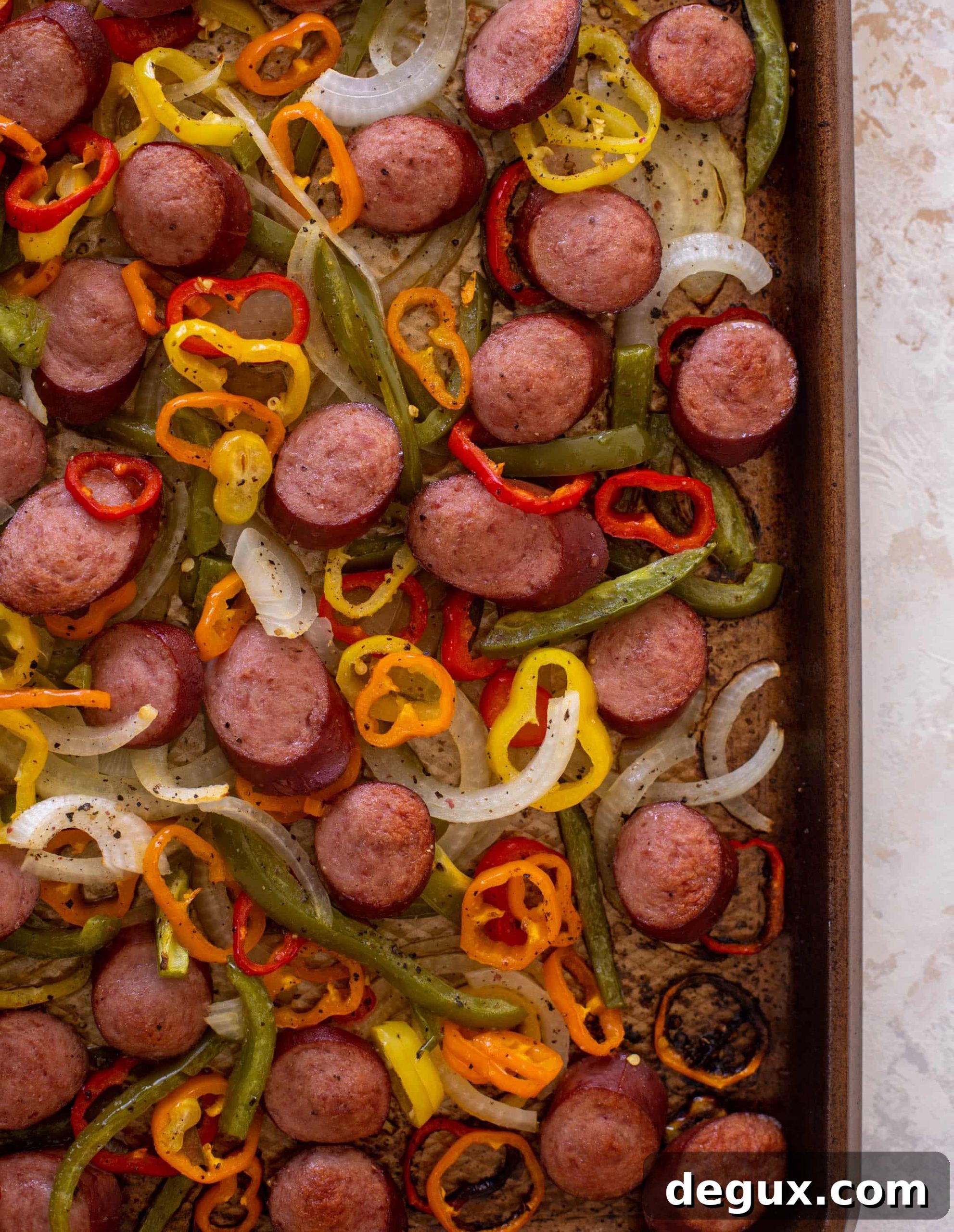sheet pan smoked sausage tortellini and vegetables