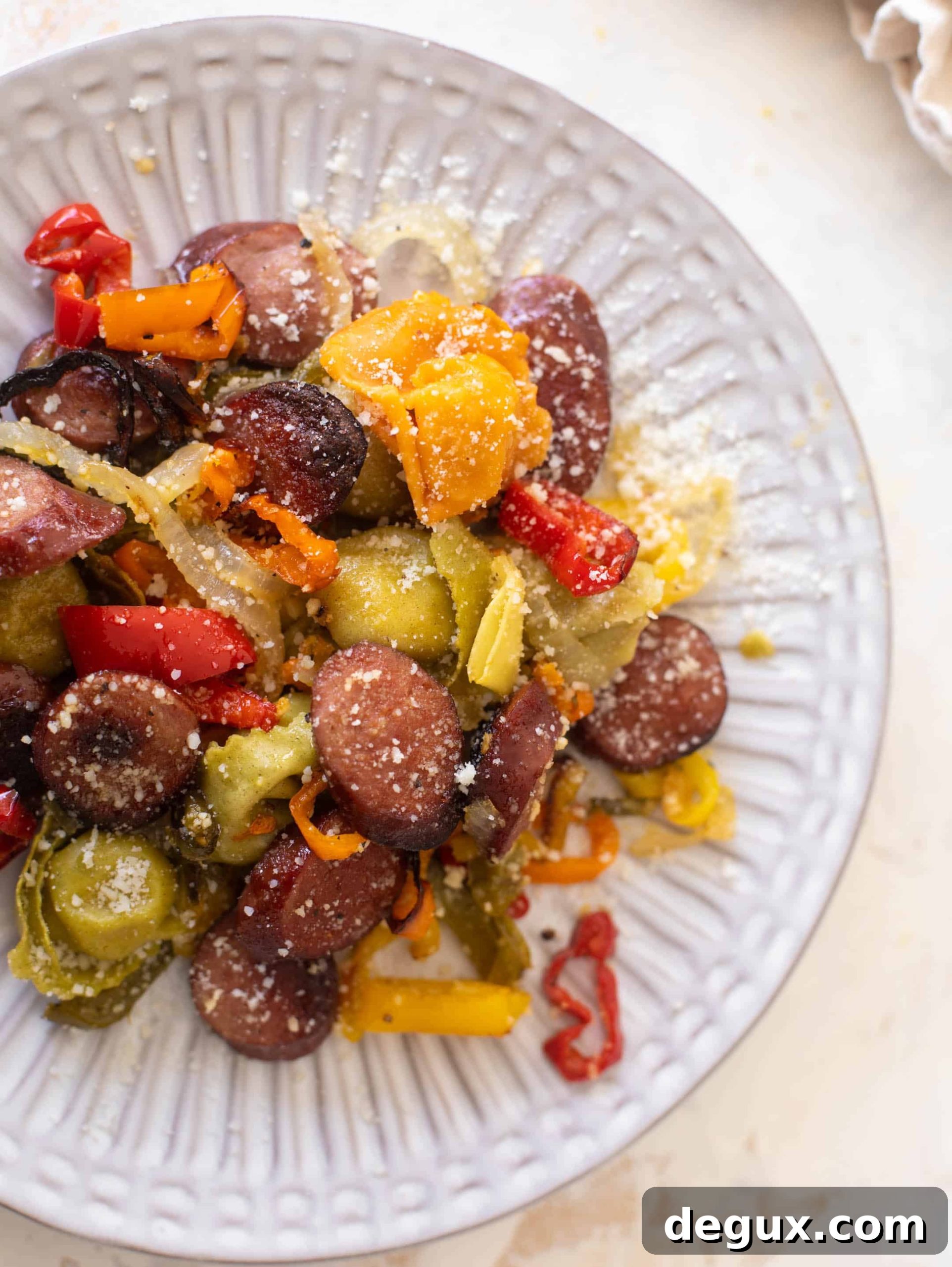 sheet pan smoked sausage tortellini and vegetables