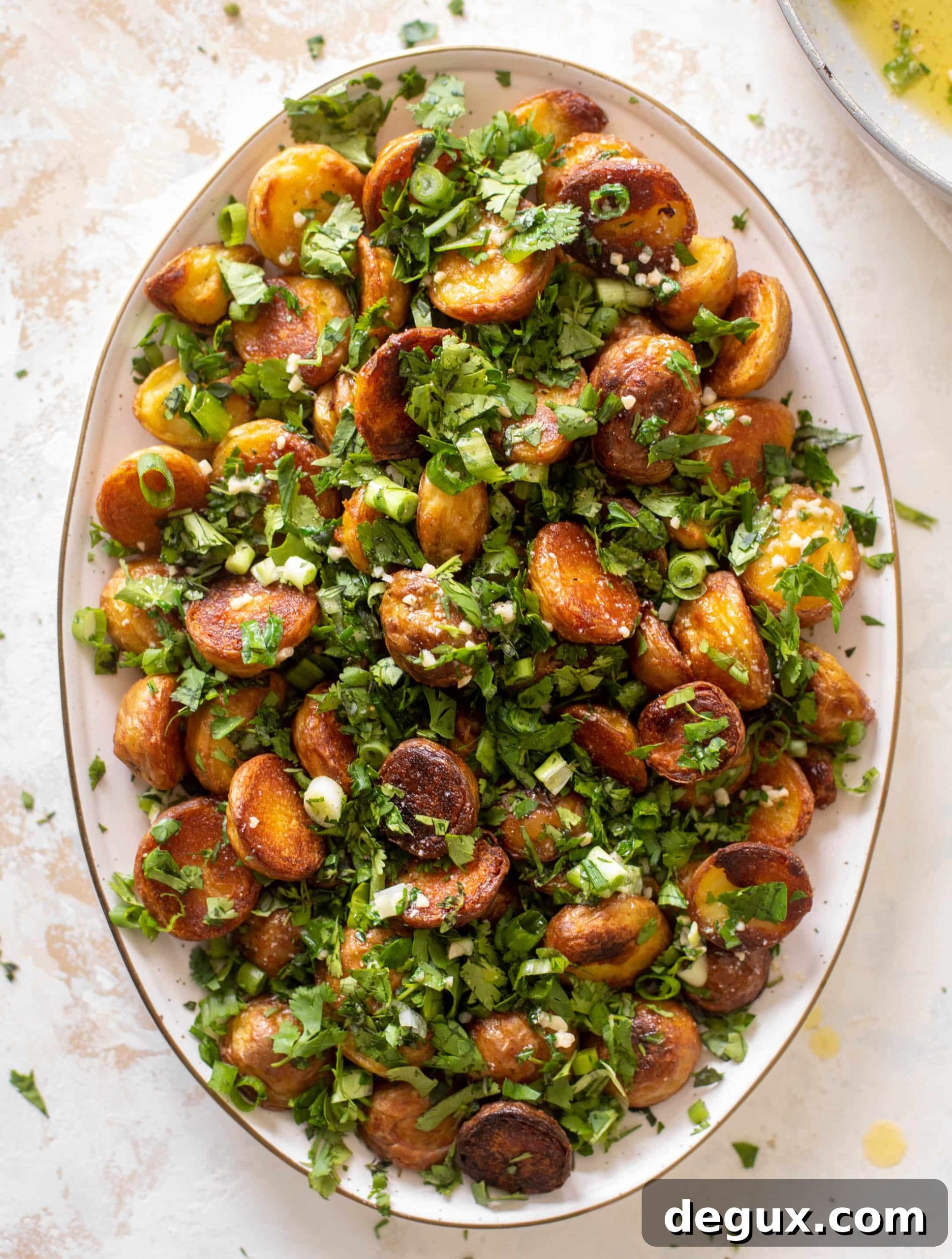 Herby Garlic-Crisped Potatoes with Mixed Fresh Herbs 6 best crispy roasted potatoes with herbs