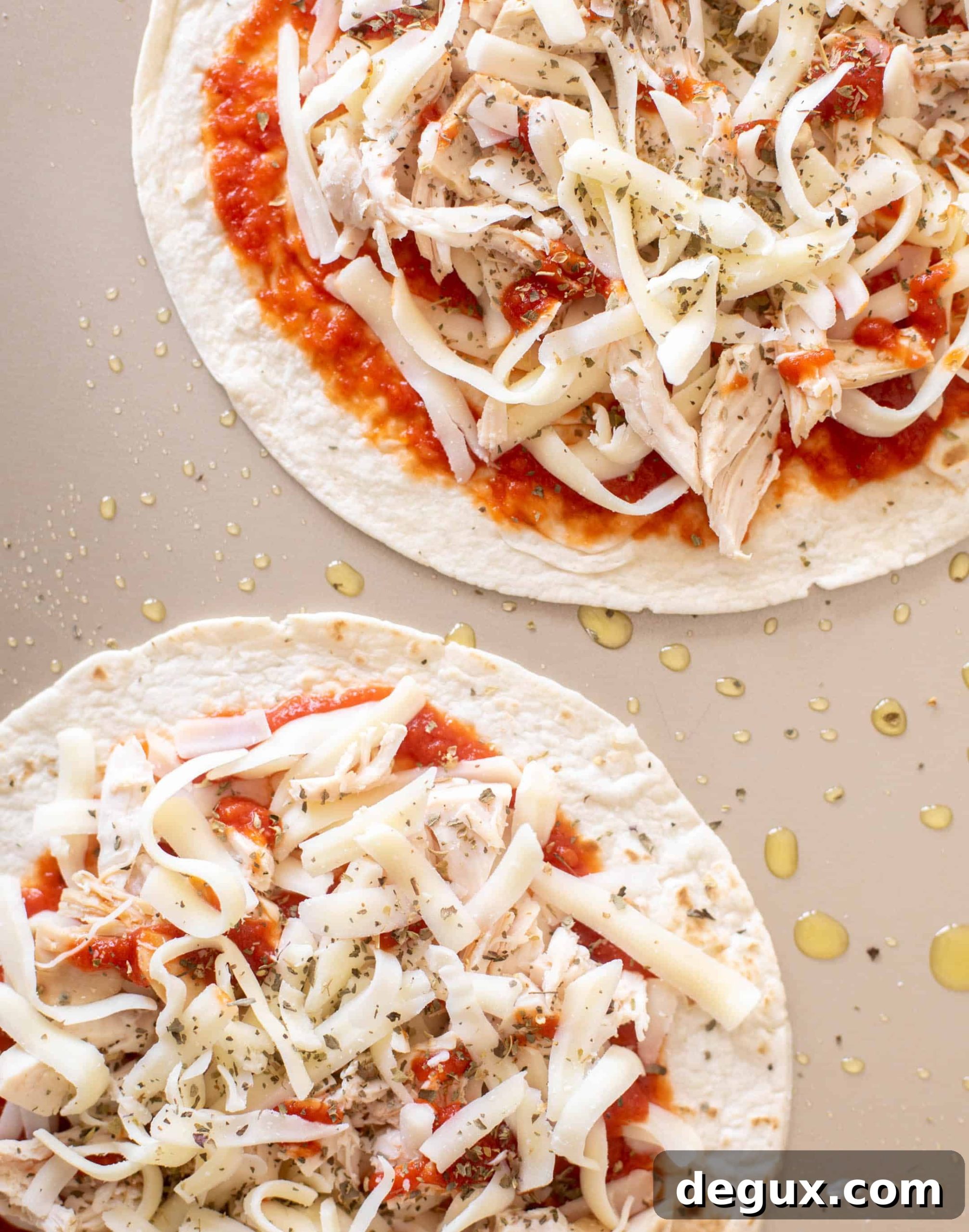 baked pizza chicken quesadillas