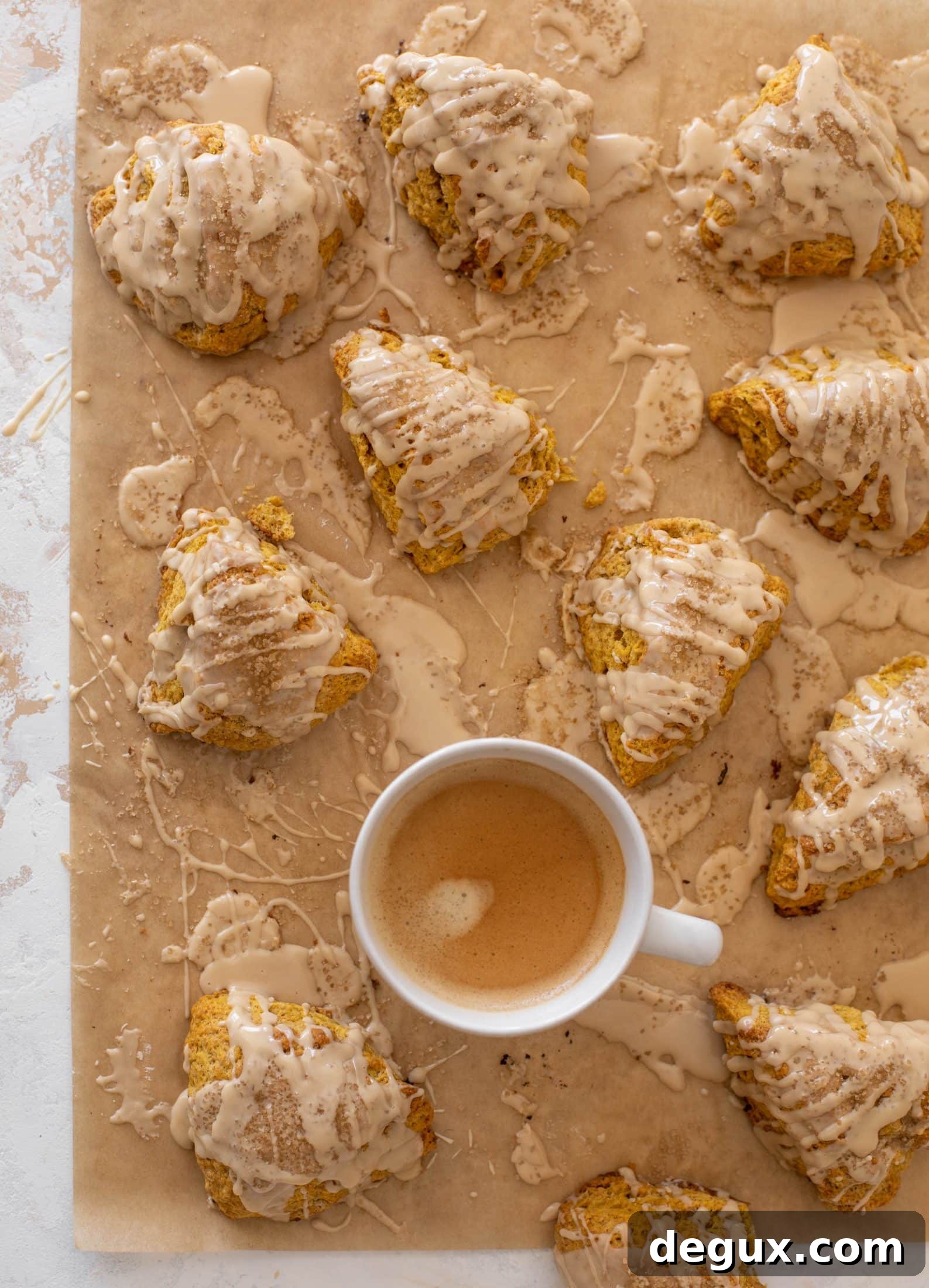 pumpkin scones with espresso glaze