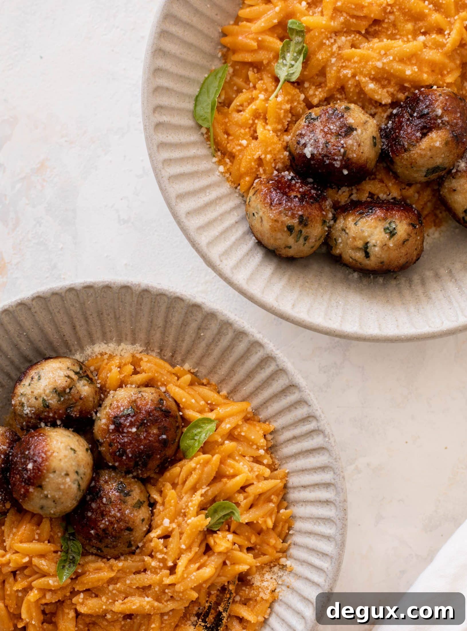 parmesan chicken meatballs with tomato orzo